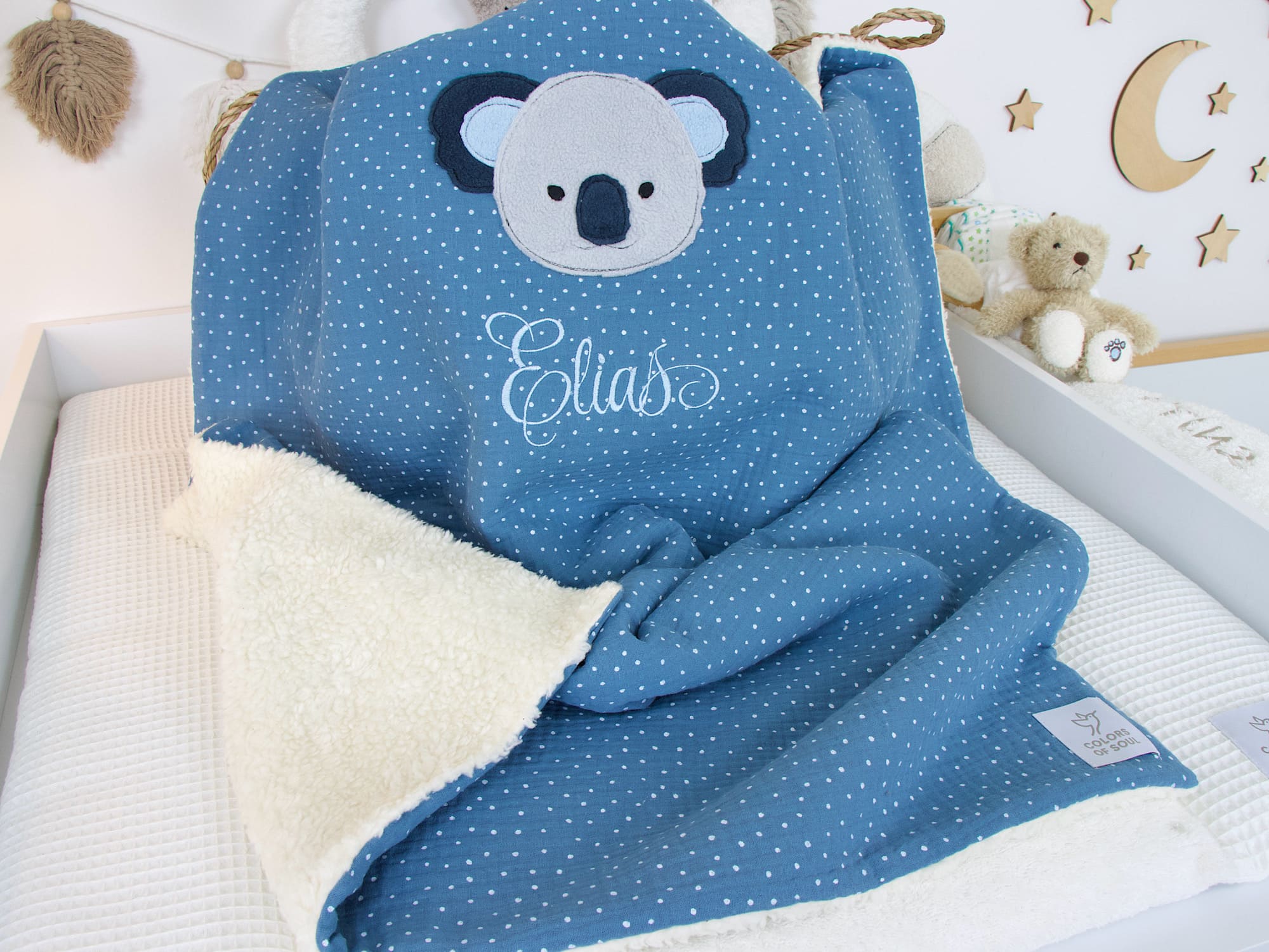 Kuscheldecke mit Namen und Koala