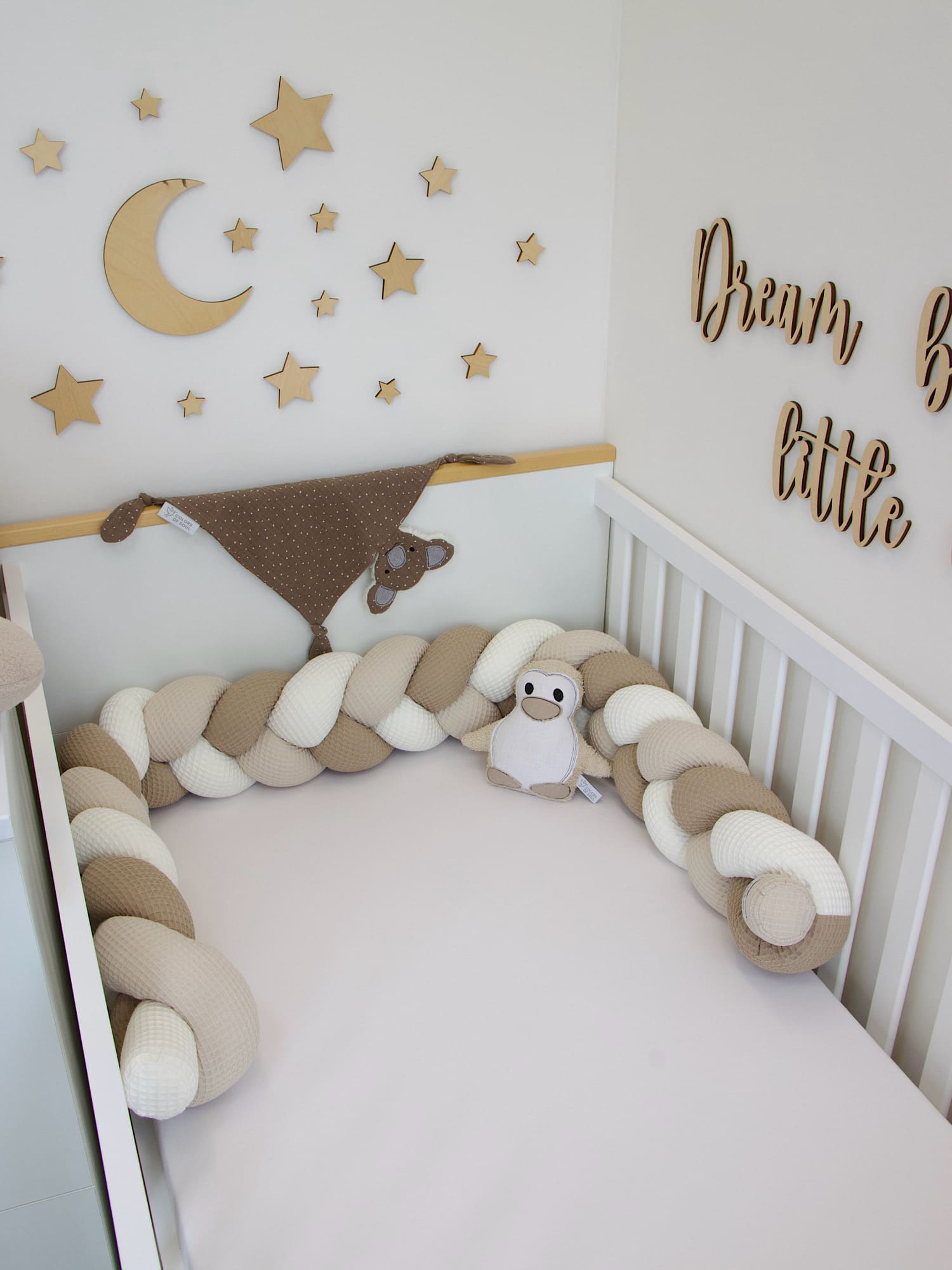 Bettschlange geflochten: Waffelpique creme, natur, dunkelbeige