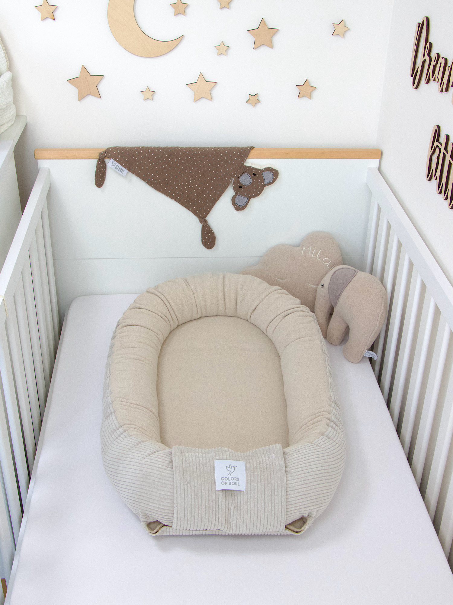 Babynestchen - Kordstoff hellbeige / Baumwollfleece beige