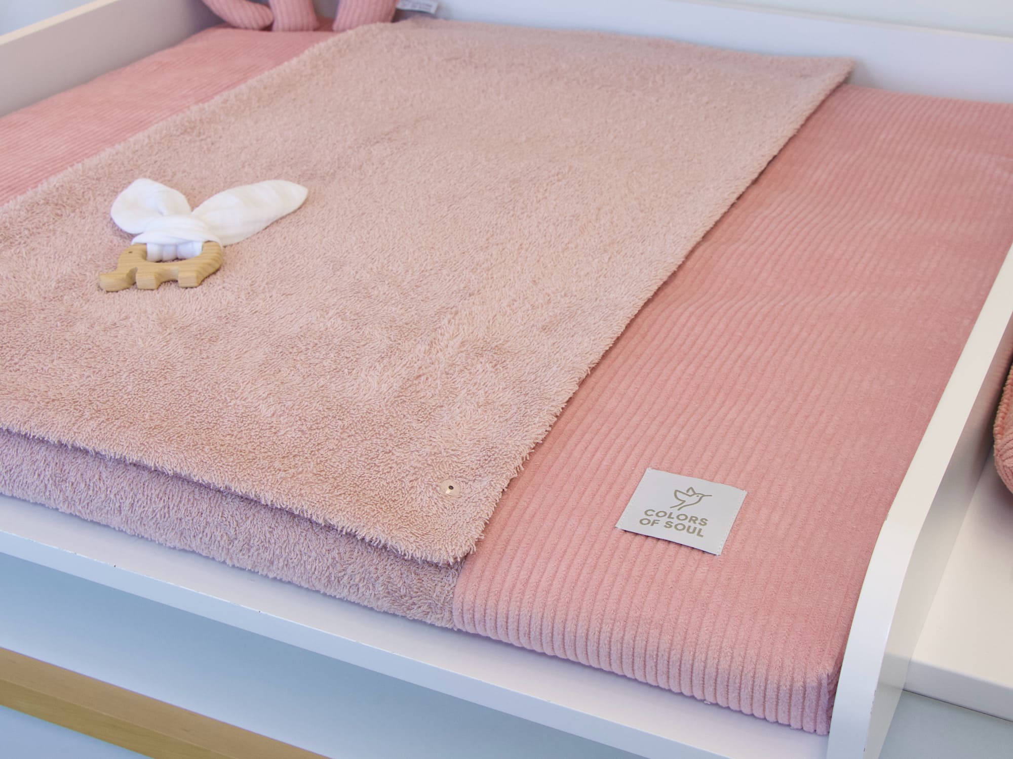 Wickelauflage mit abnehmbaren Bezug – Cord Altrosa / Frottee Altrosa