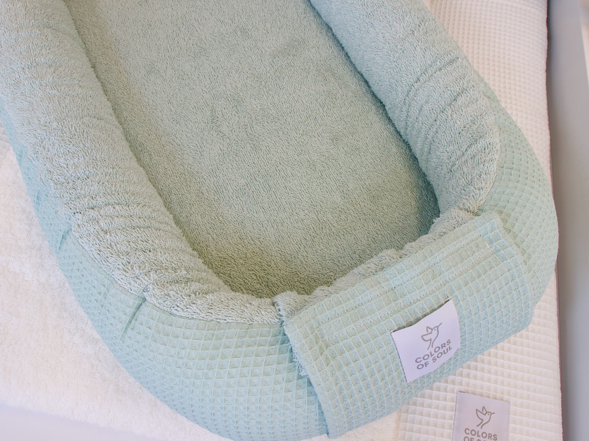 Babynestchen - Waffelpique hellmint / Frottee hellmint