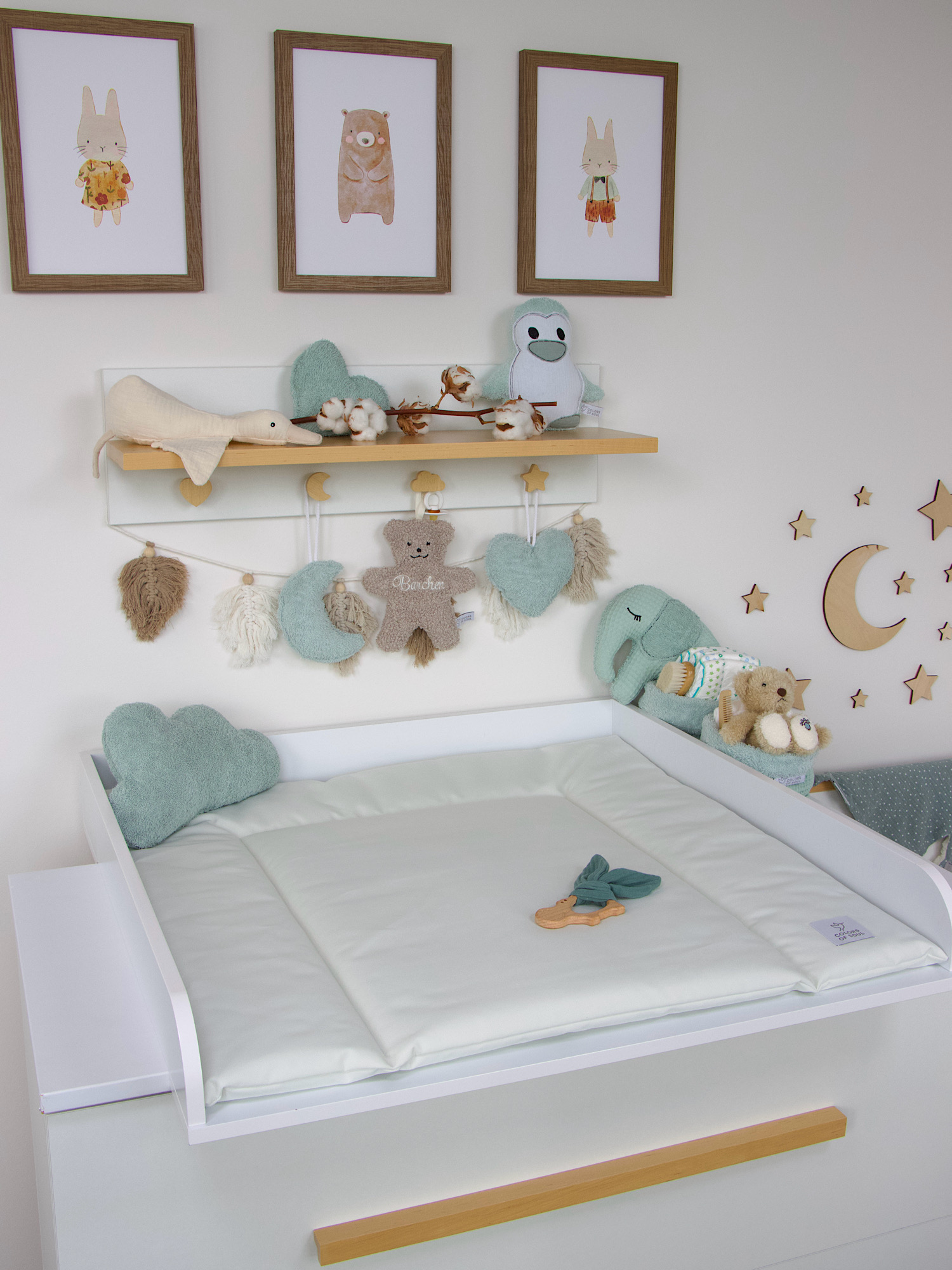 Handgefertigte Wickelauflage in Off-White – wasserabweisend und langlebig