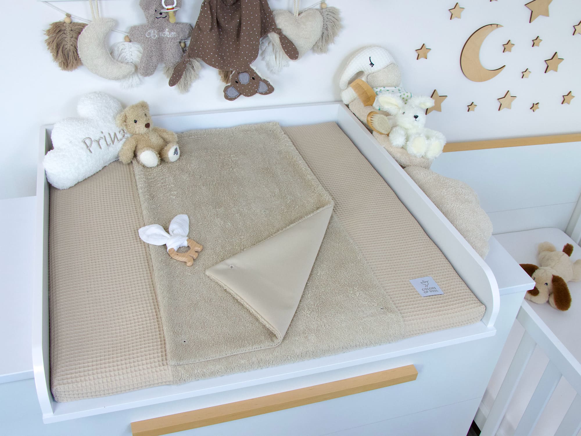 Bezug aus Waffelpique Beige mit abnehmbarer Frotteeauflage