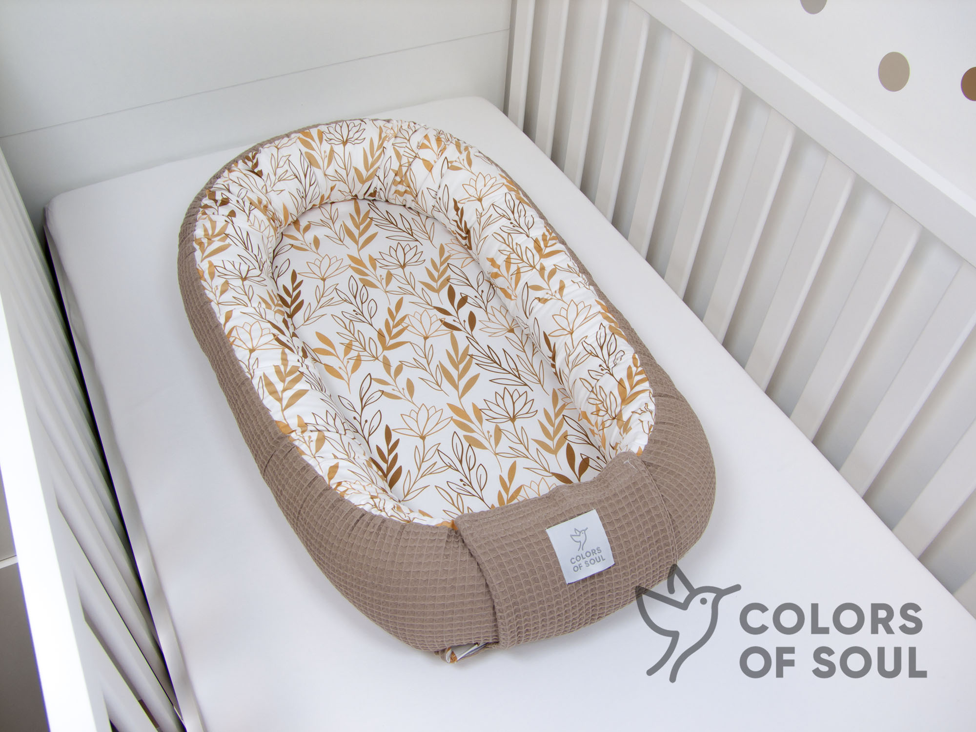 Babynestchen Zweige camel / Waffelpique camel