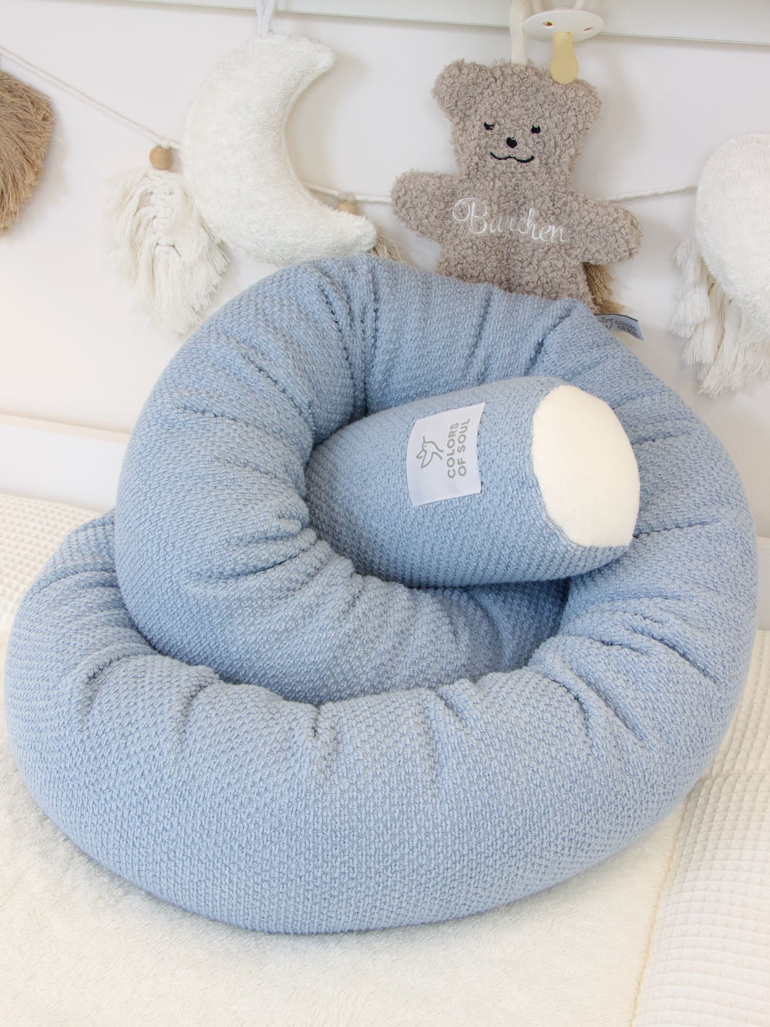 Bettschlange Waffelpique BeBe hellblau