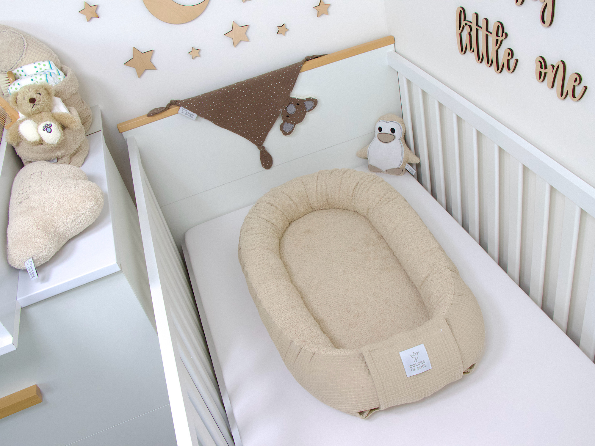 Babynestchen Waffelpique beige / Frottee beige