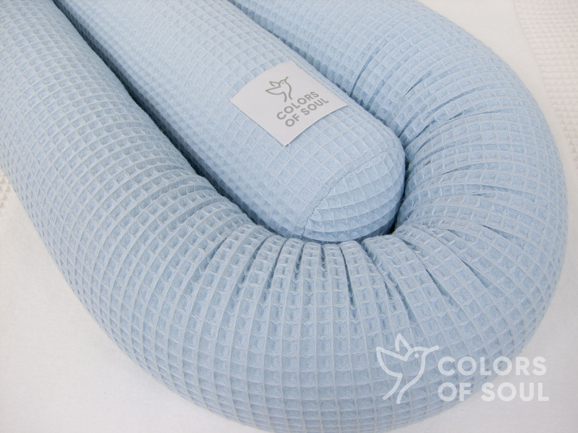 Bettschlange Waffelpique hellblau