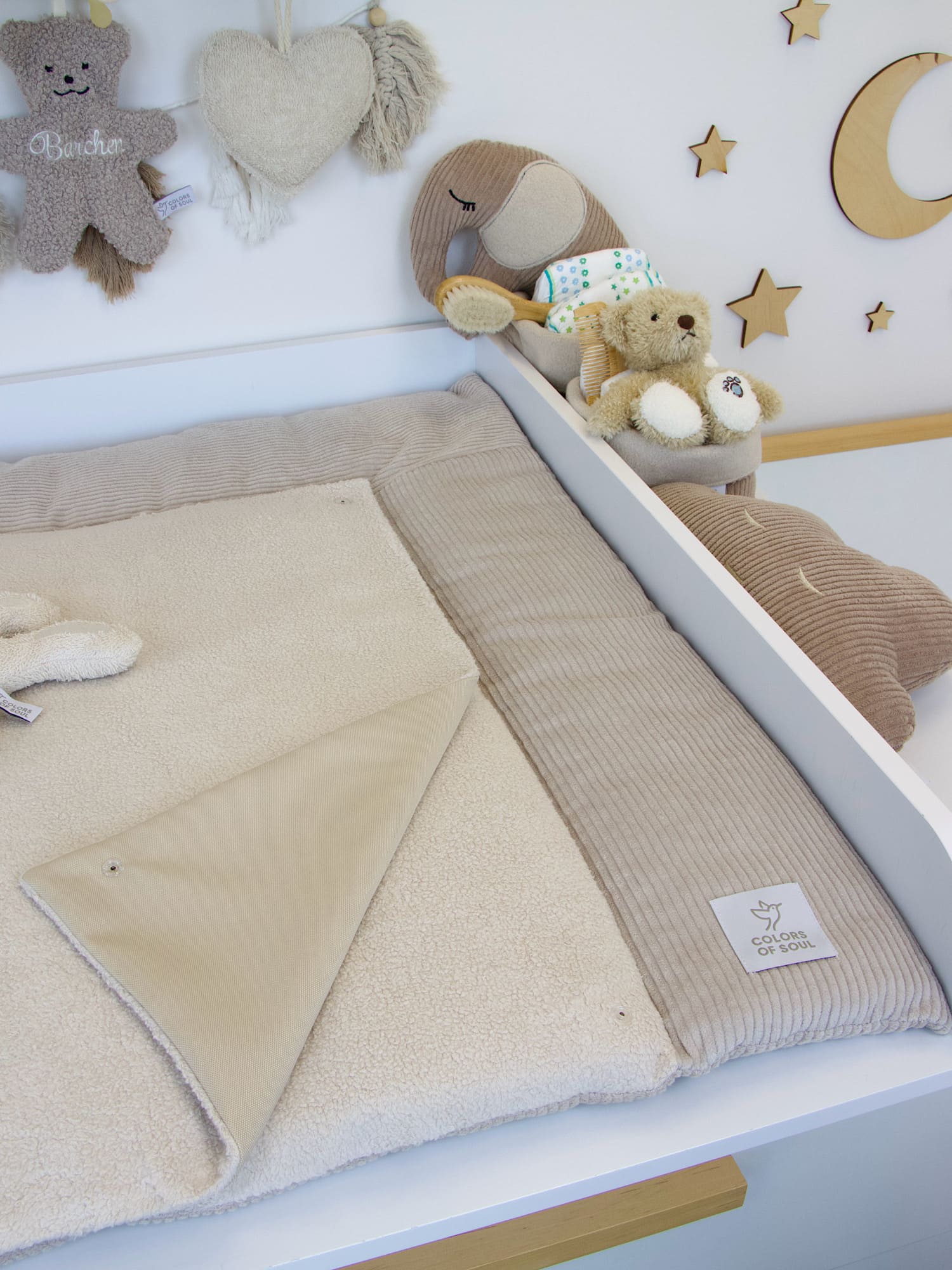 Wickelunterlage Cord hellbeige / Baumwollfleece hellbeige