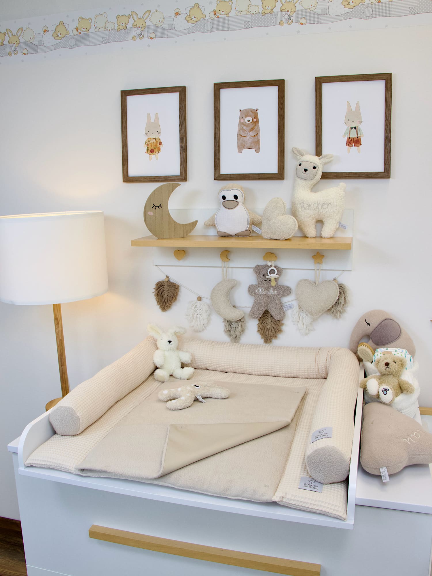 Wickelauflage - Waffelpique hellbeige / Baumwollfleece beige