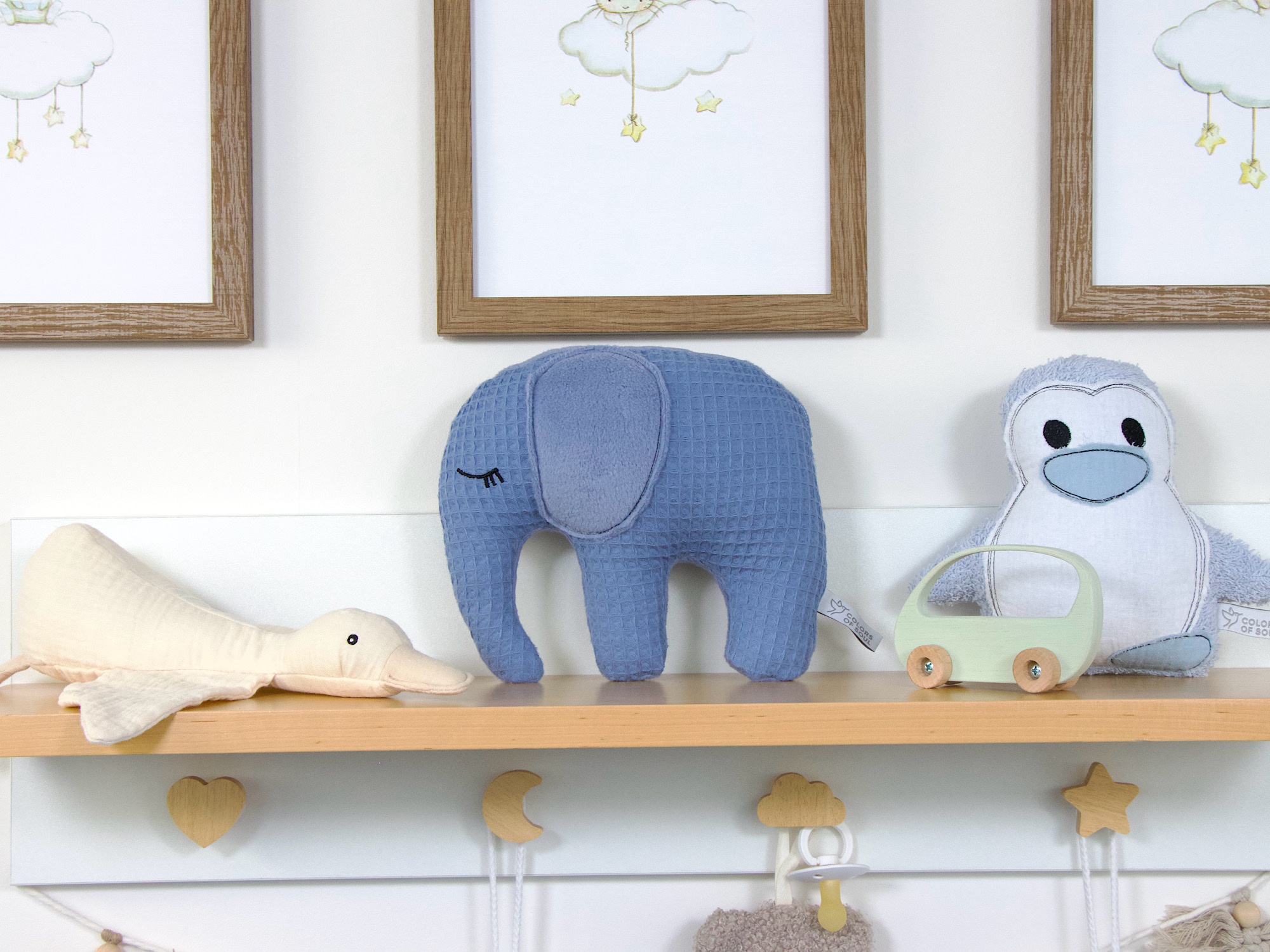 Kuscheltier Elefant - Waffelpique blau / Baumwollfleece himmelblau