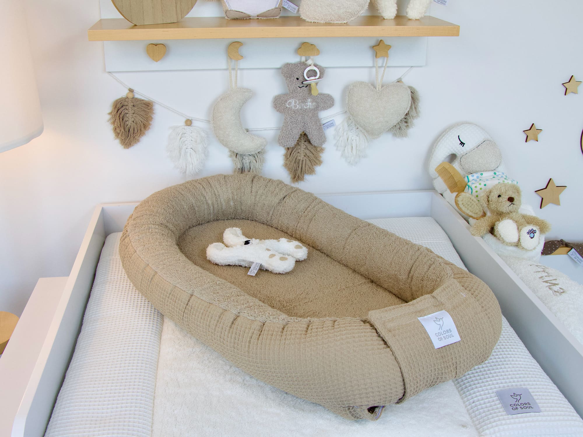Babynestchen - Waffelpique dunkelbeige / Frottee dunkelbeige