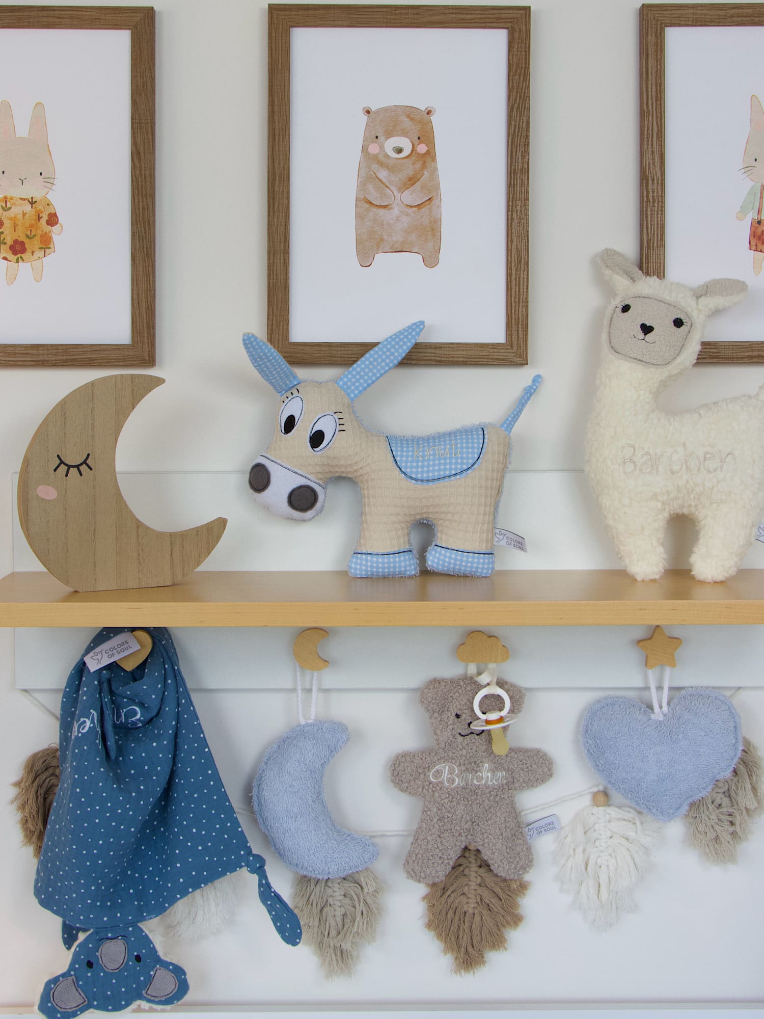 Kuscheltier Esel personalisiert - natur / hellblau