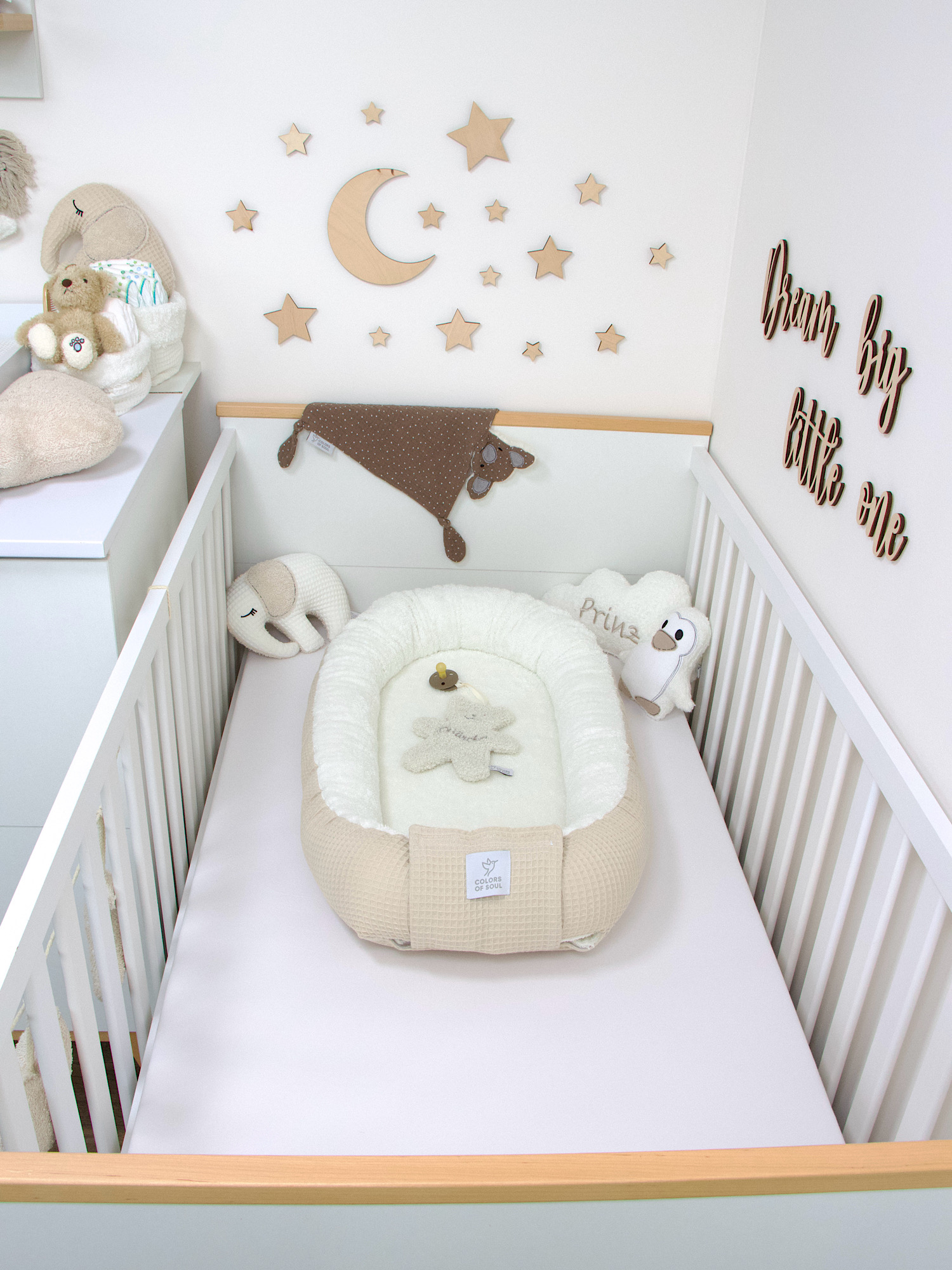 Babynestchen Waffelpique light sand / Frottee creme