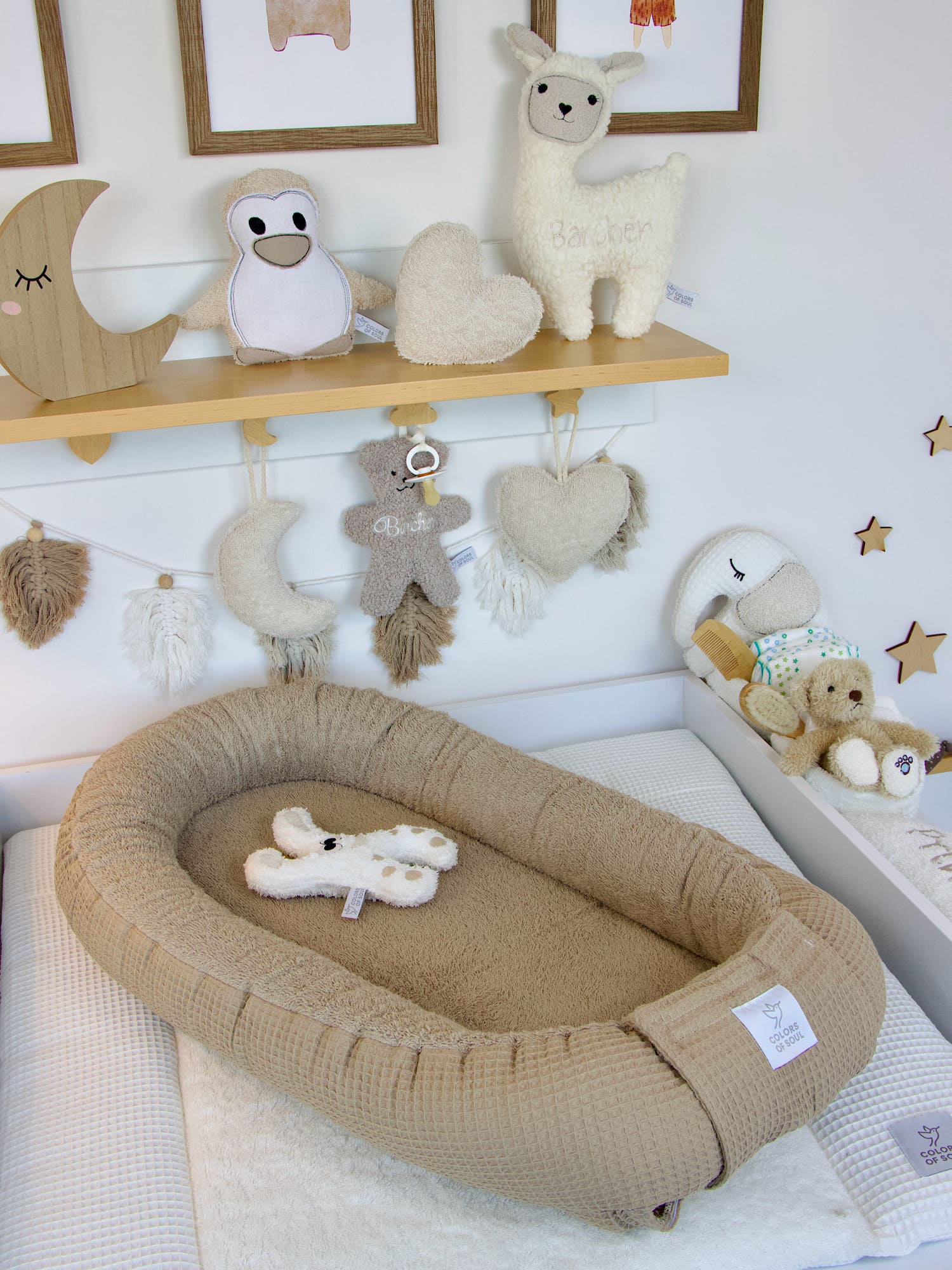 Babynestchen - Waffelpique dunkelbeige / Frottee dunkelbeige