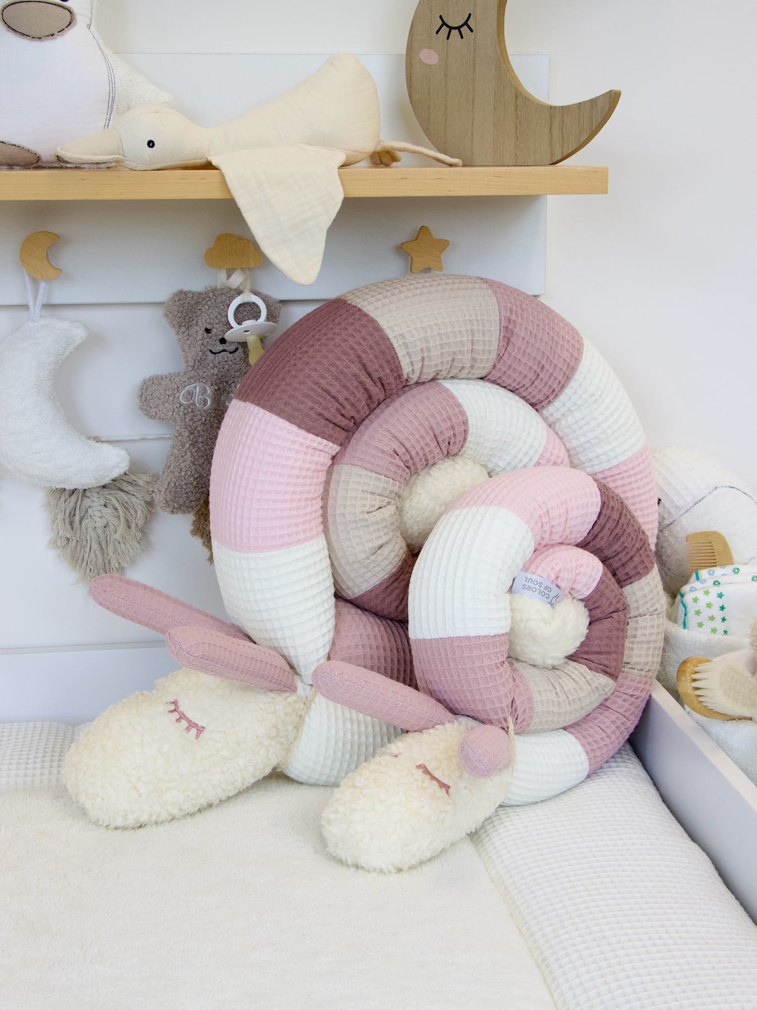 Personalisierte Puckschnecke: Waffelpique creme, altrosa, beige, alt malve, hellrosa