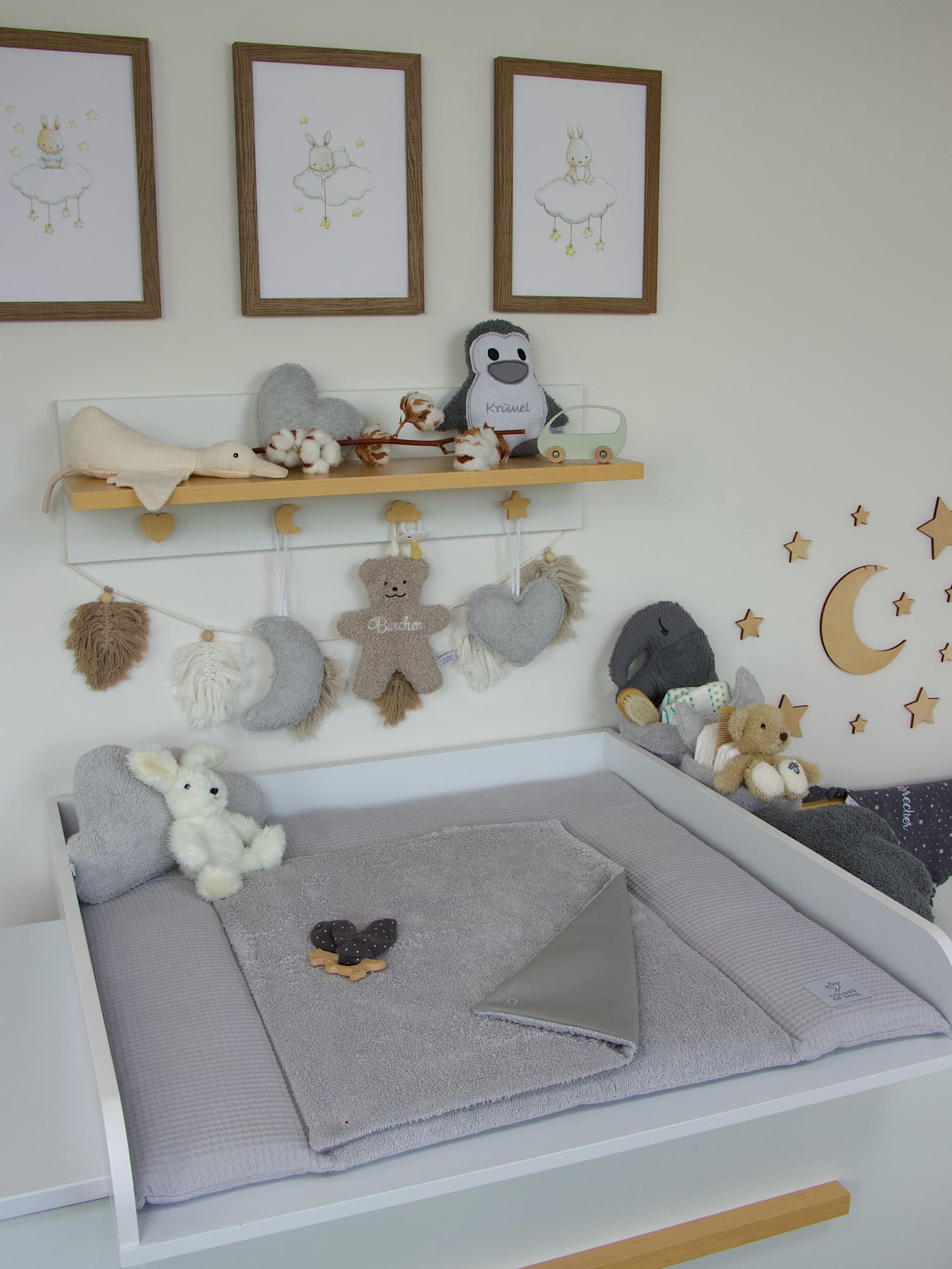 Wickelauflage Set mit Babynestchen - hellgrau