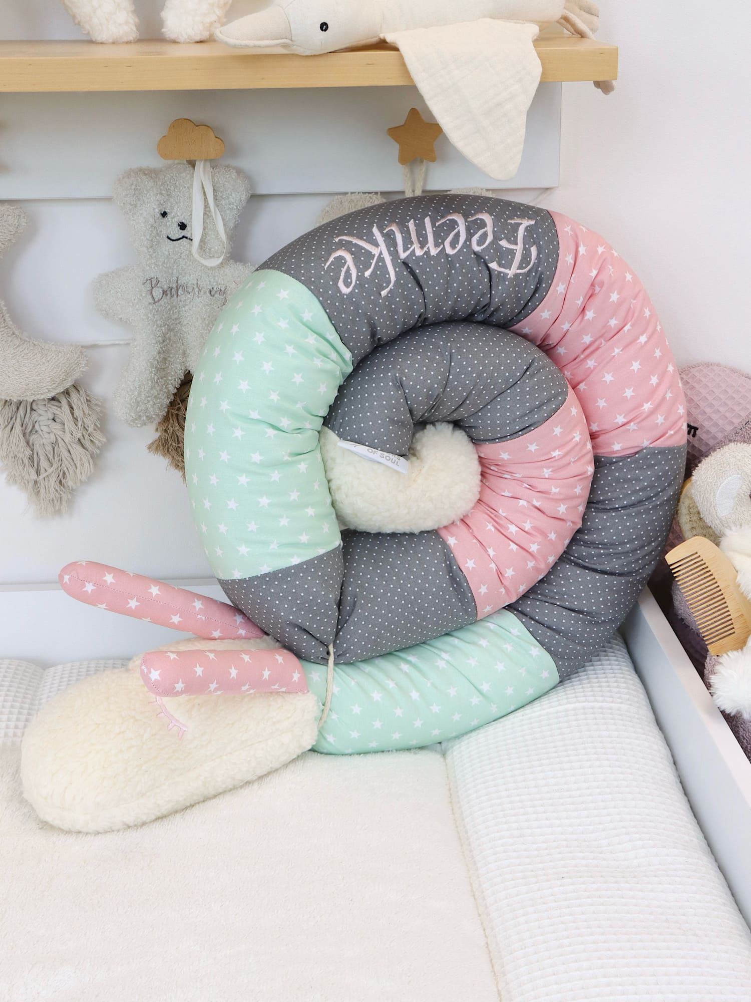 Bettschnecke - rosa/grau/mint - RAJA