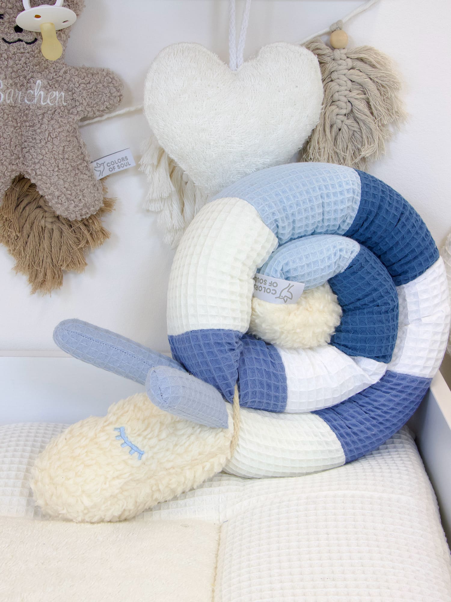 Mini Bettschnecke - creme, blau, weiß, jeansblau, hellblau