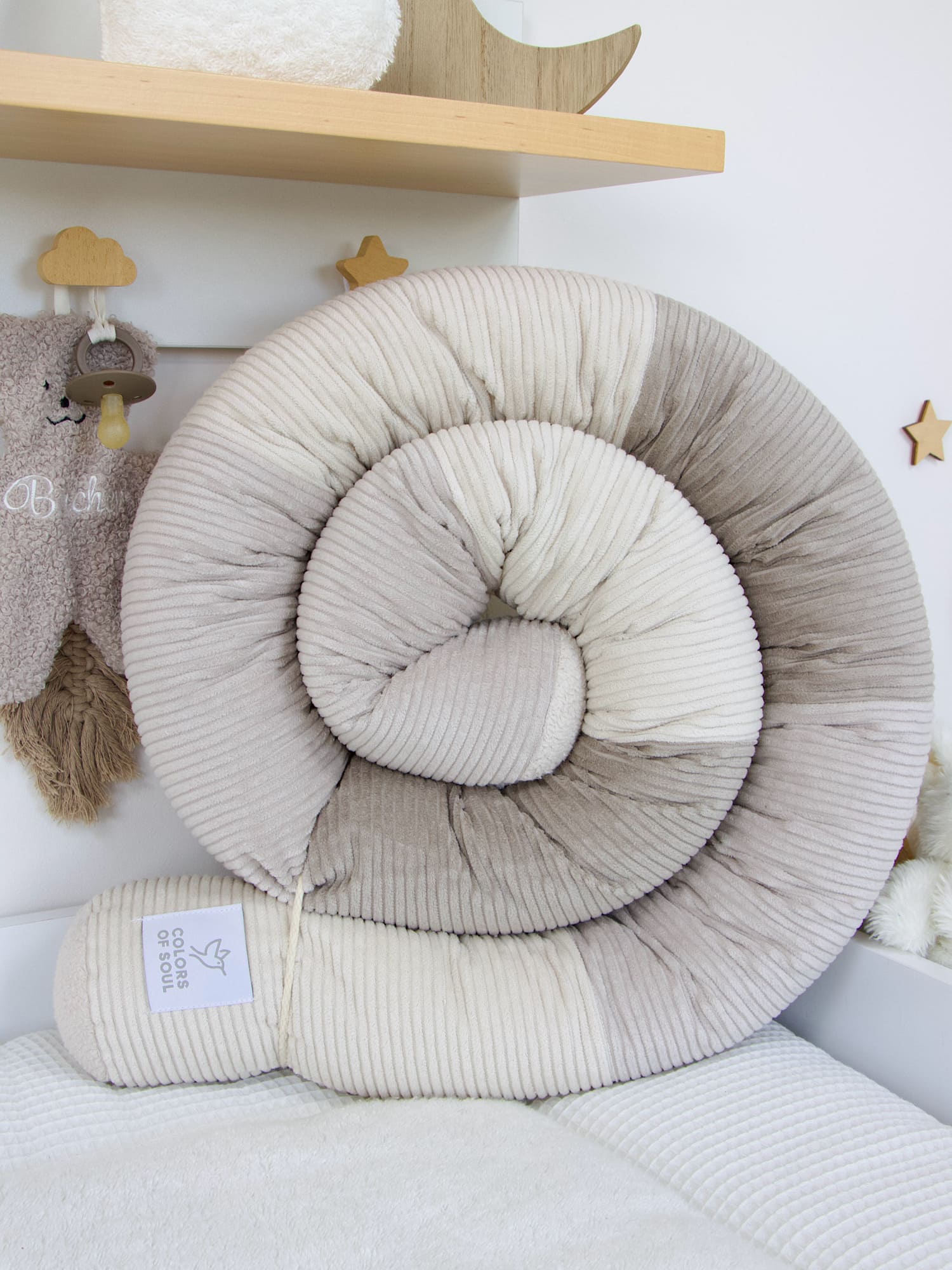 Bettschlange Patchwork Cord sand, hellbeige, beige