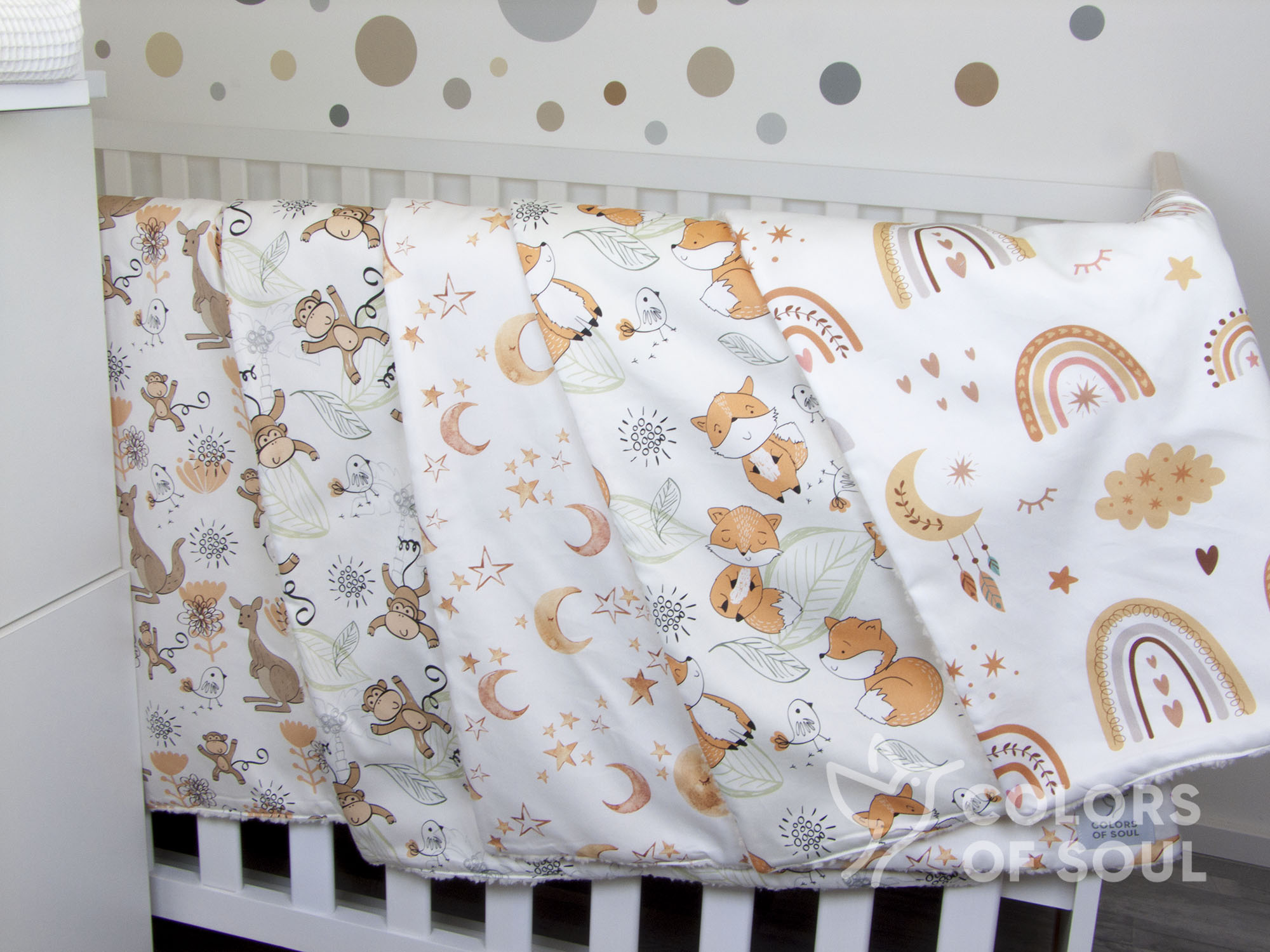Babydecke - Baby Boho Mond und Sterne / Teddyplüsch creme