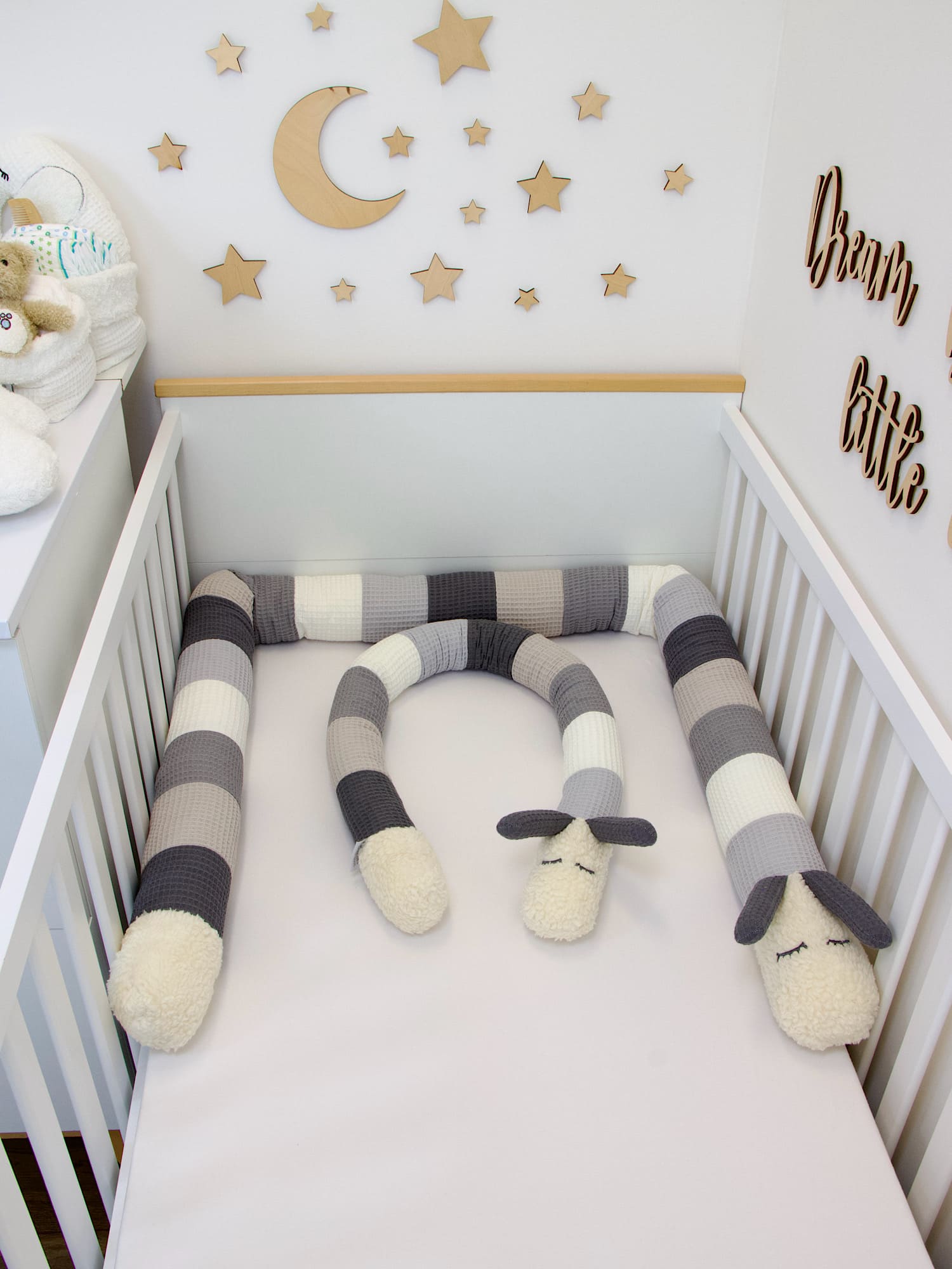 Kinderwagenschlange - hellgrau, creme, grau, beige, steingrau