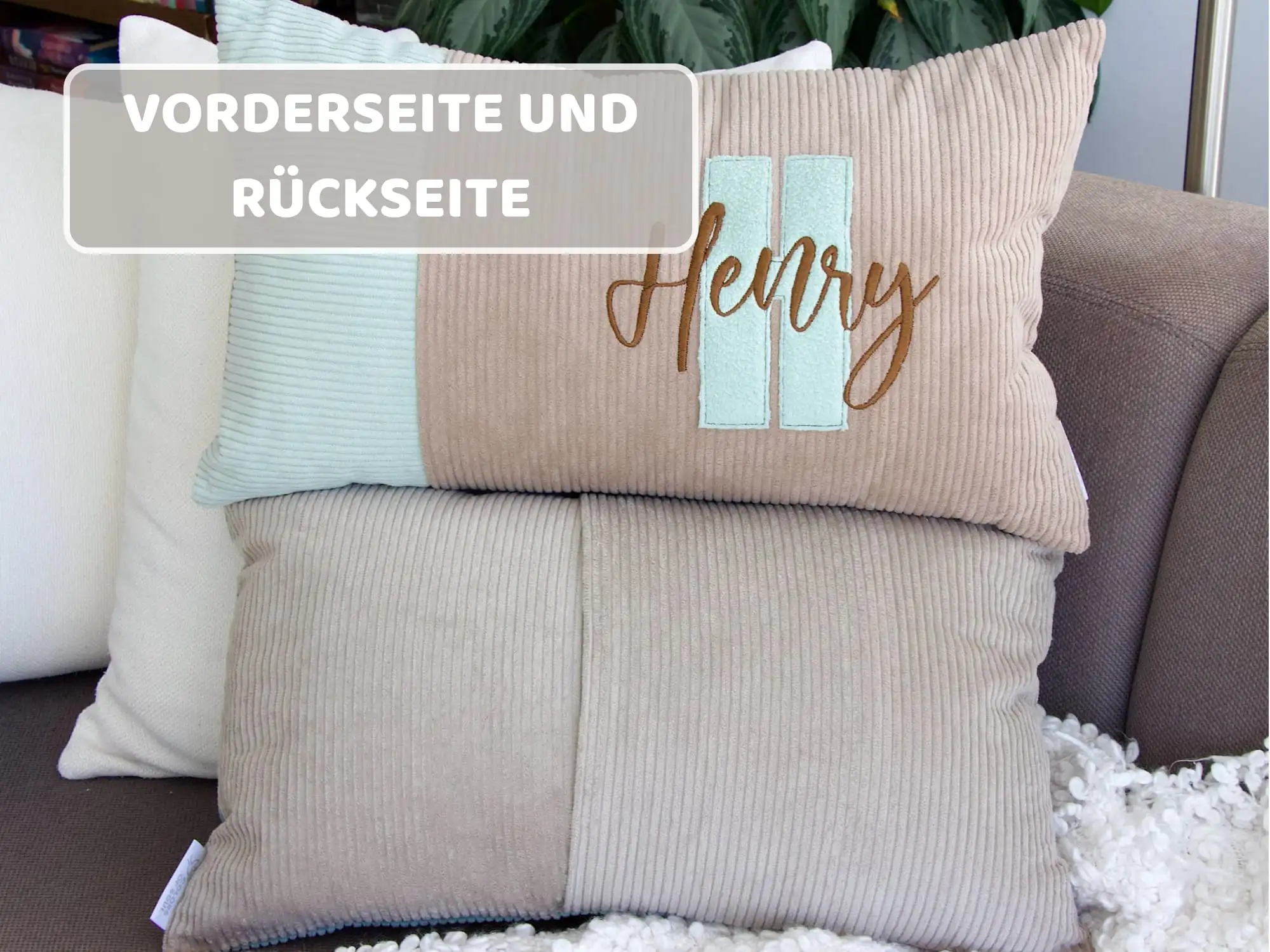 Personalisiertes Cord-Kissen