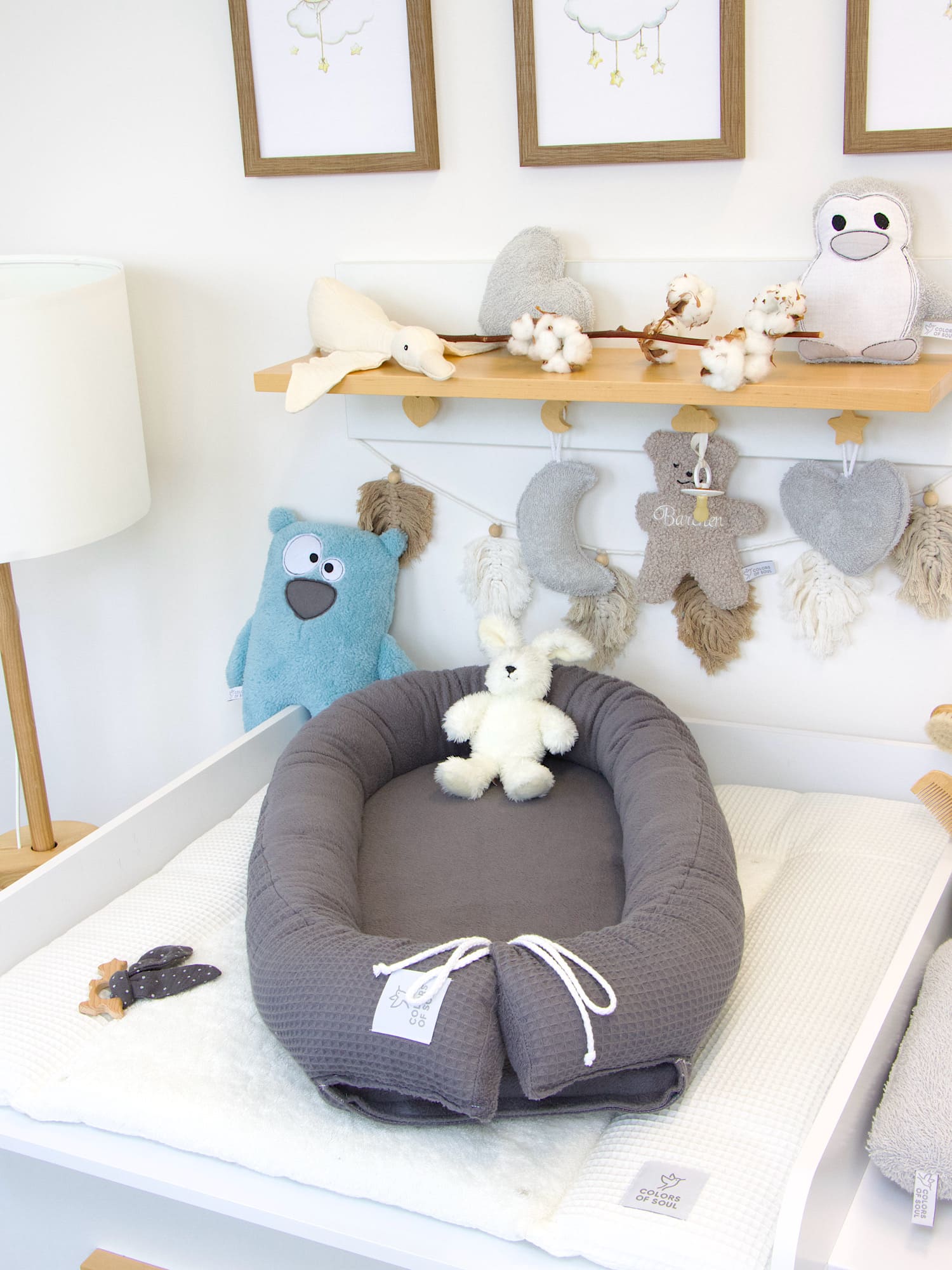 Babynestchen - Waffelpique steingrau / Baumwollfleece grau