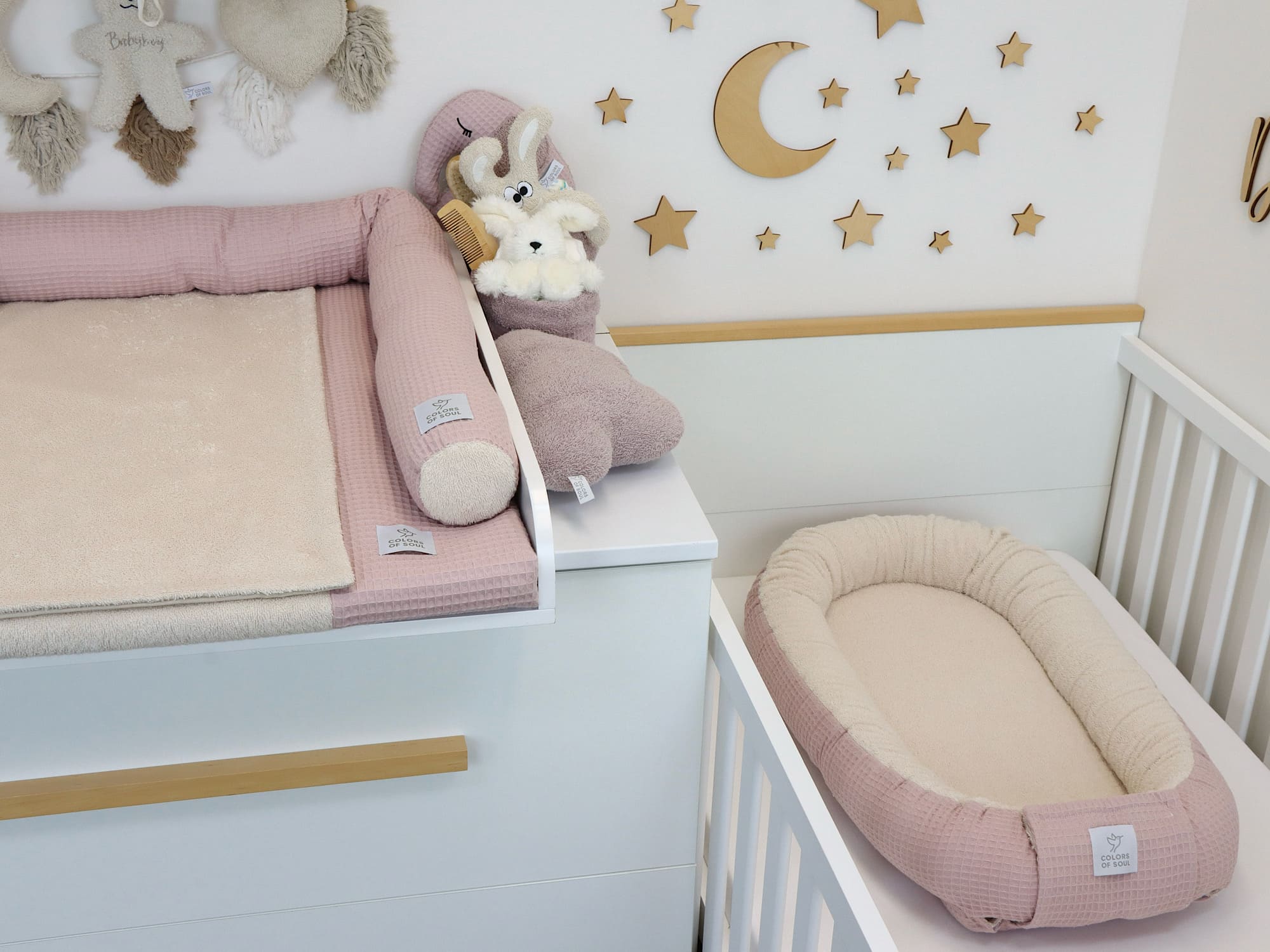 Babynestchen - Frottee Light Sand / Waffelpique Altrosa