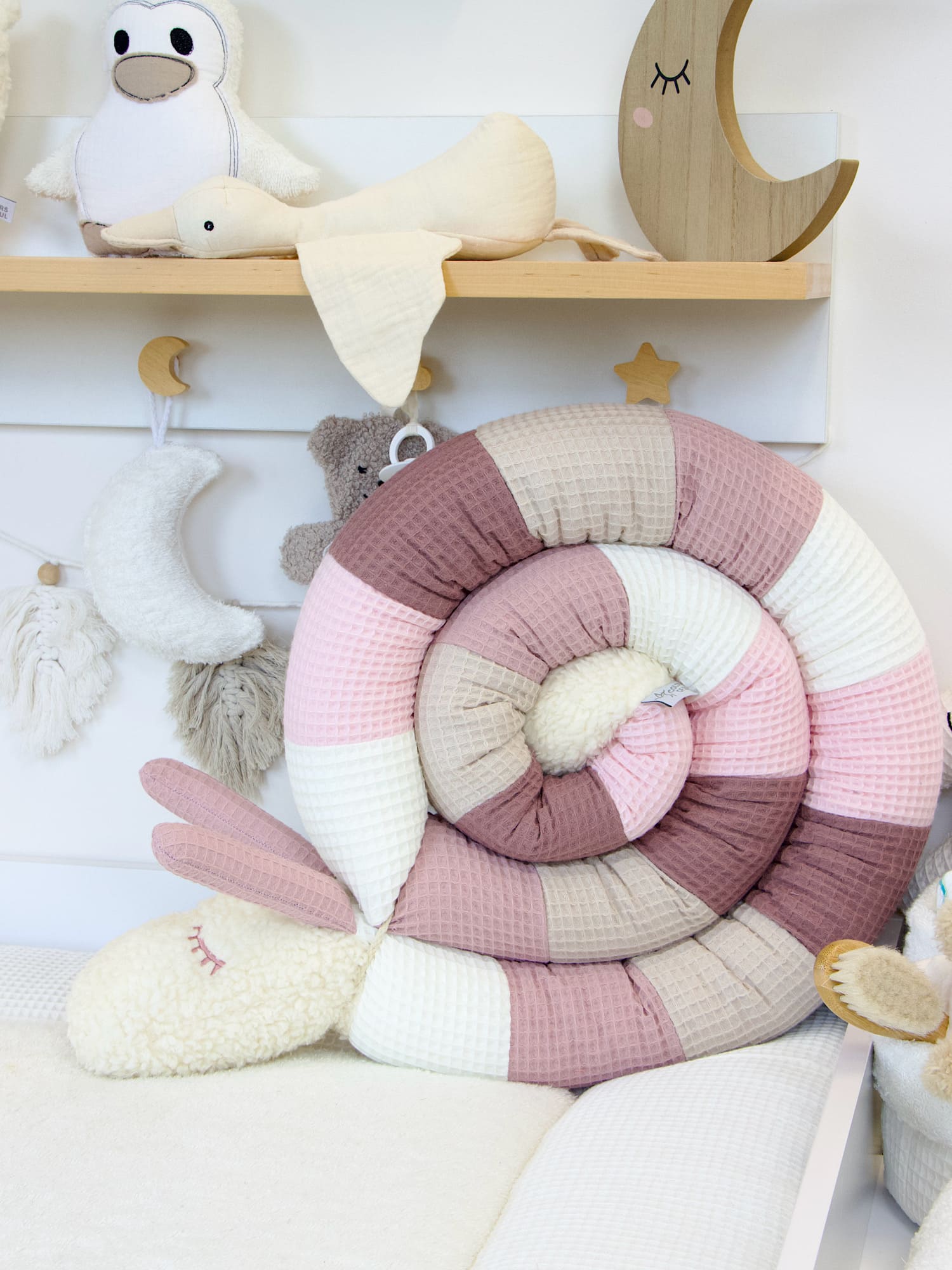 Personalisierte Puckschnecke: Waffelpique creme, altrosa, beige, alt malve, hellrosa