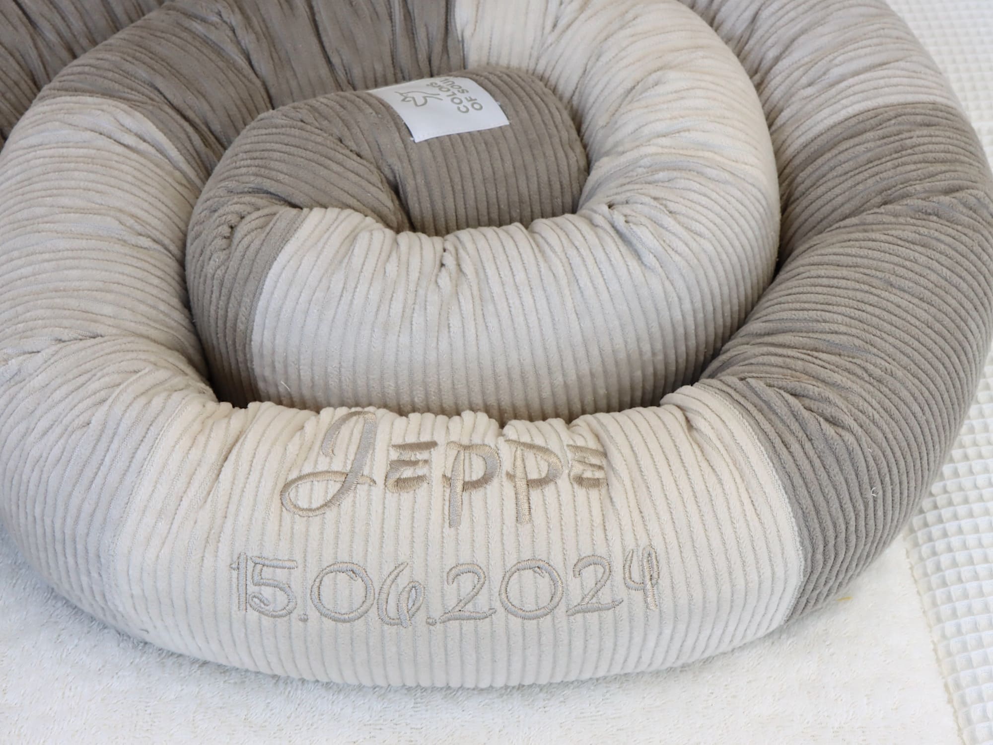 Bettschlange Patchwork Cord sand, hellbeige, beige