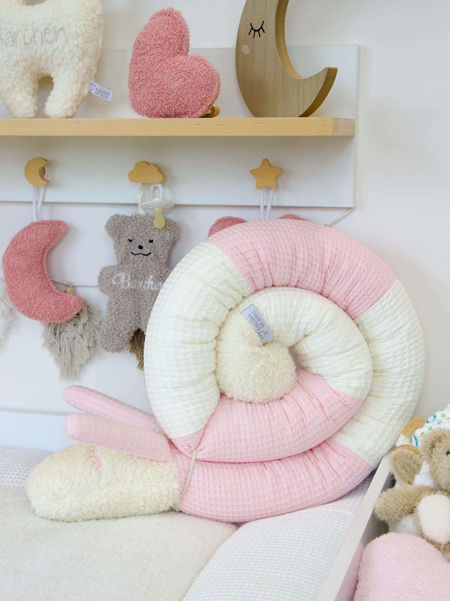 Bettschnecke Baby - Waffelpique creme / hellrosa