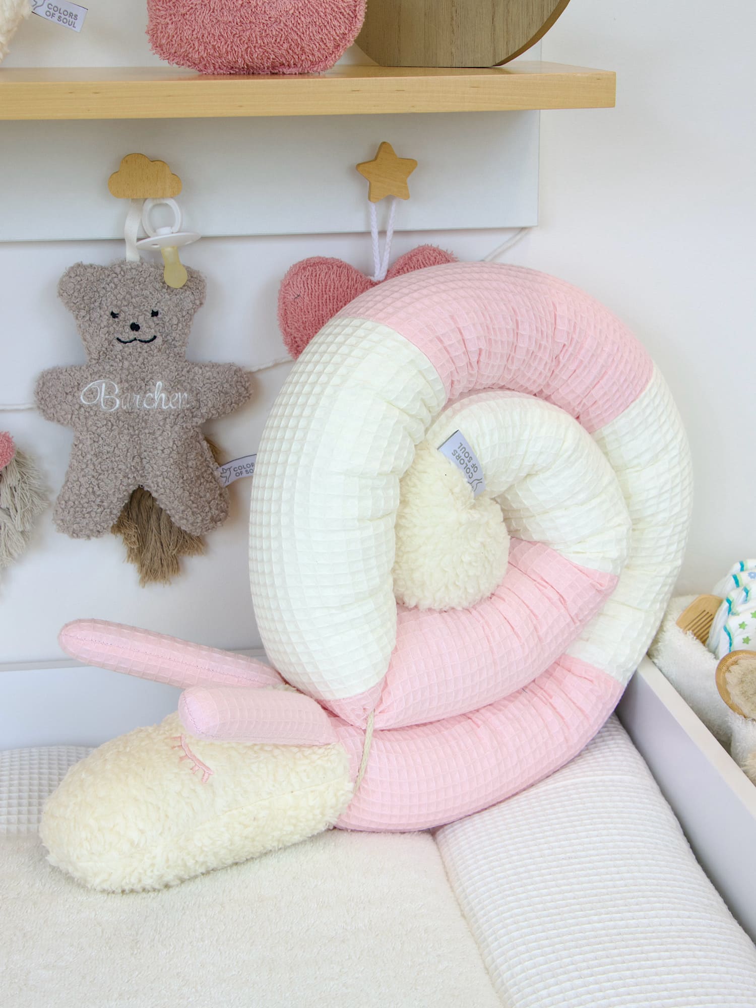 Bettschnecke Baby - Waffelpique creme / hellrosa