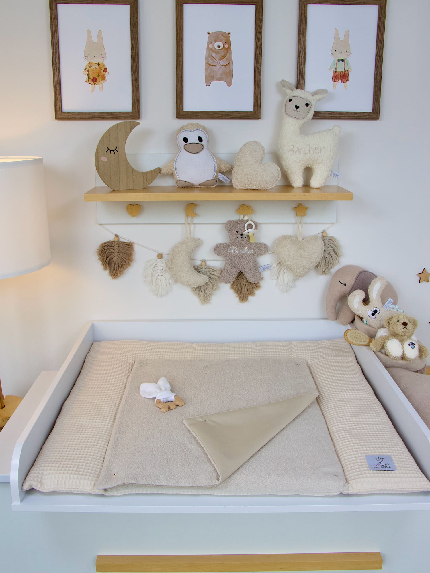 Wickelauflage - Waffelpique hellbeige / Baumwollfleece hellbeige