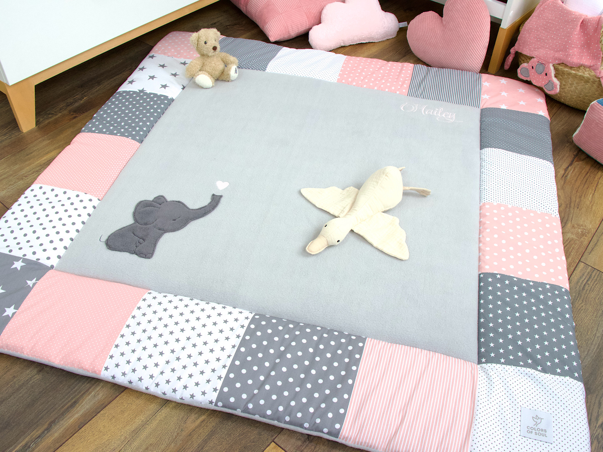 Kuschelige Krabbeldecke Rosa mit Baumwollfleece