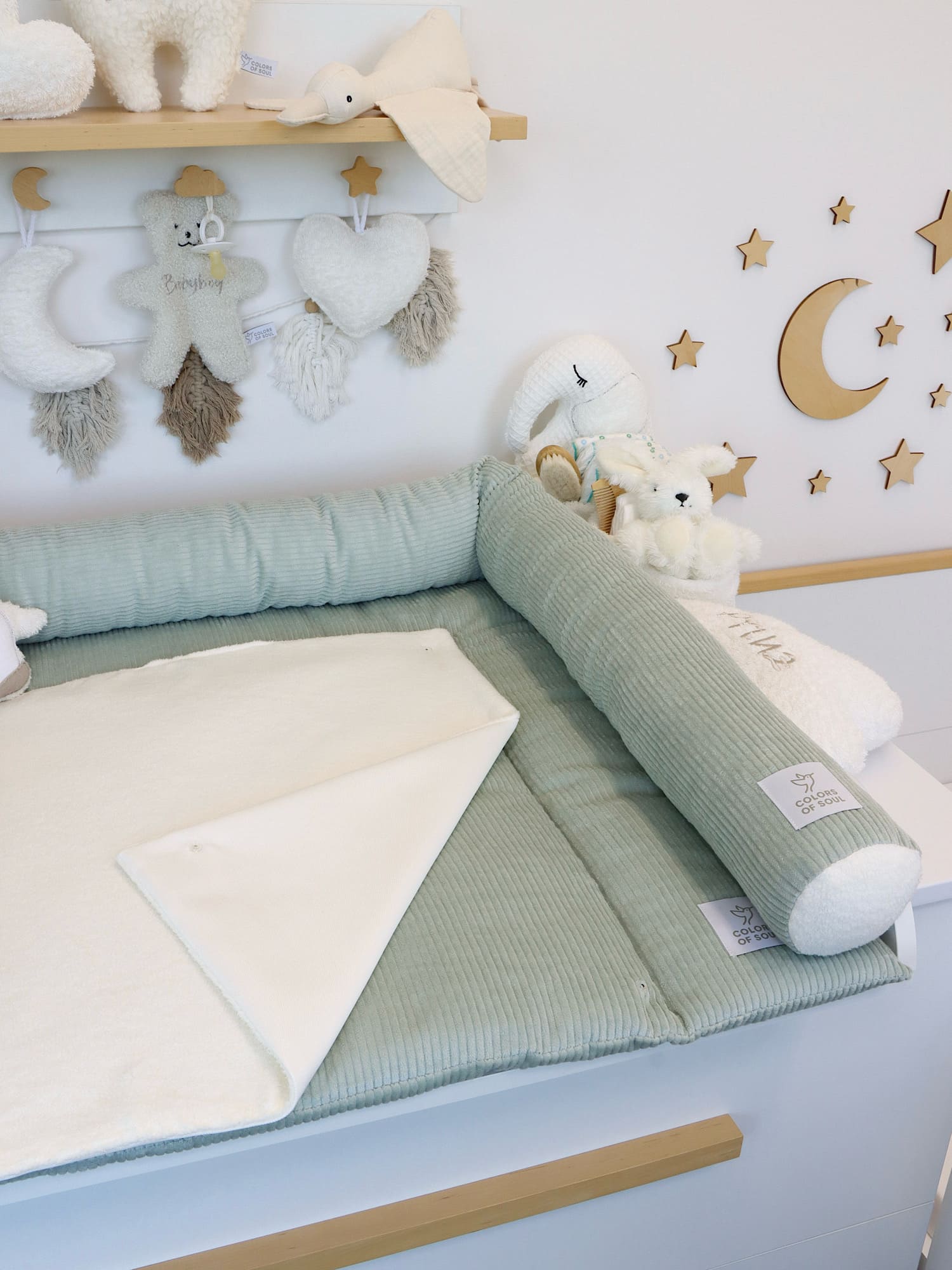 Wickelauflage mit Umrandung - Cord Mint