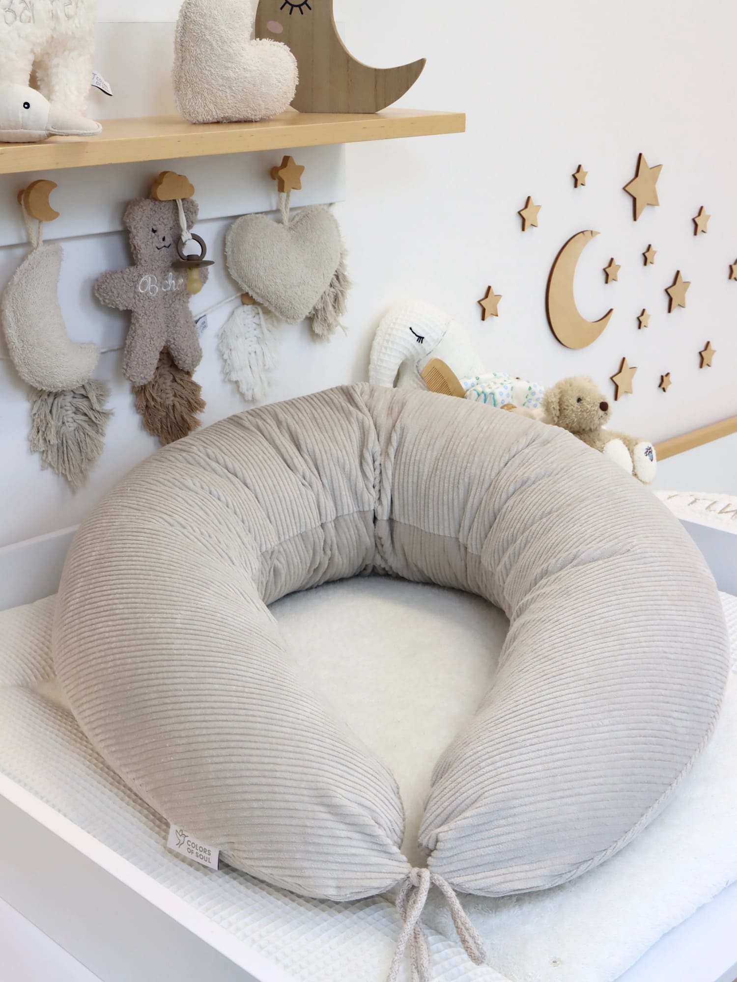 Stillkissen XXL Cord Hellbeige mit Kordel zum Binden – handgefertigt und personalisierbar