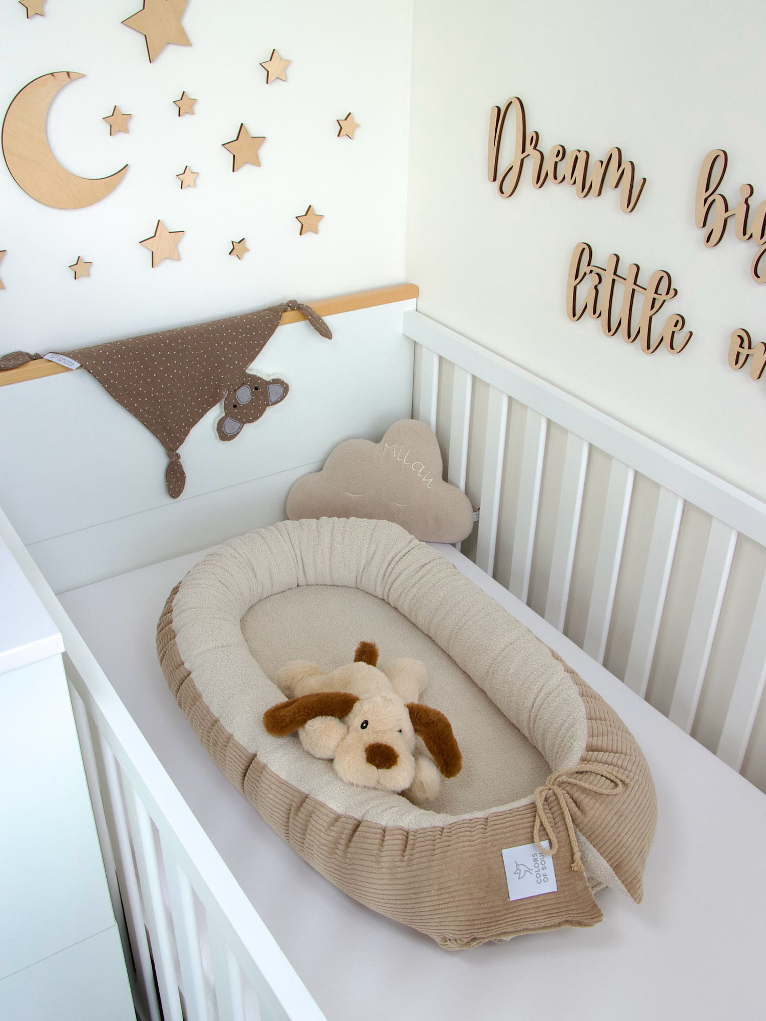 Babynestchen - Kordstoff camel / Baumwollfleece beige