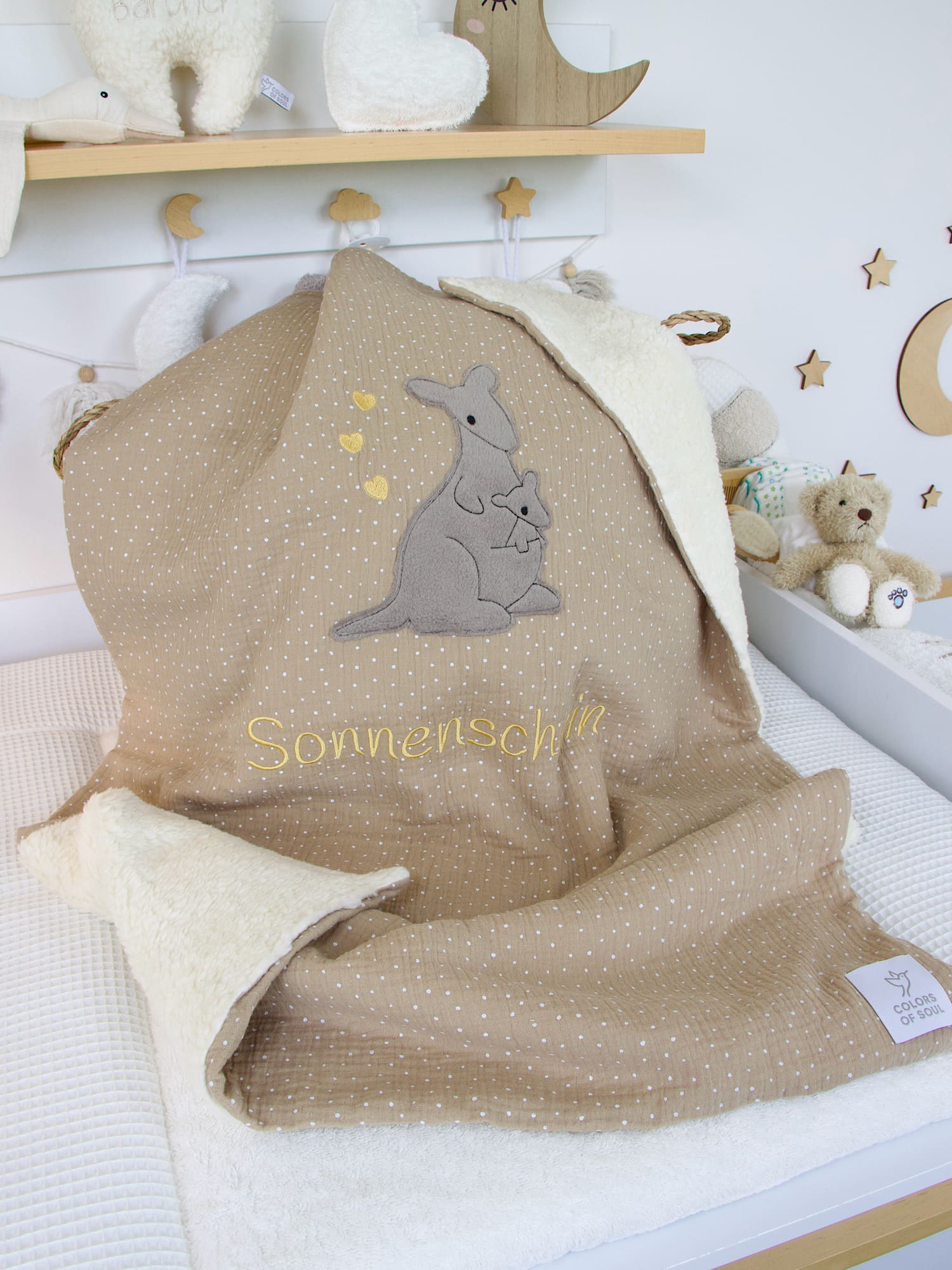 Babydecke personalisiert mit Namen und Känguru