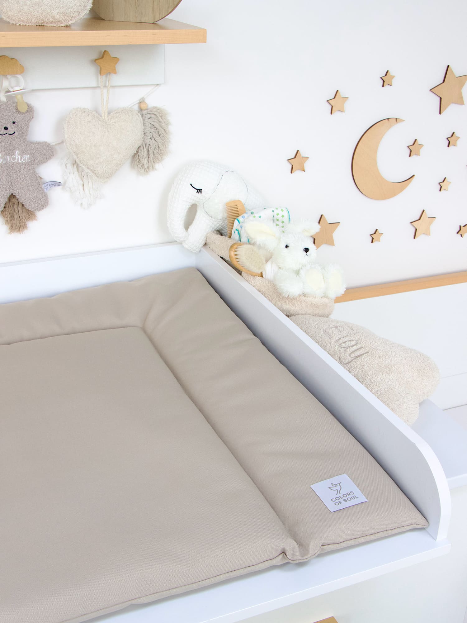 Wickelauflage Sand in neutralem Design – perfekt für Mädchen & Jungen