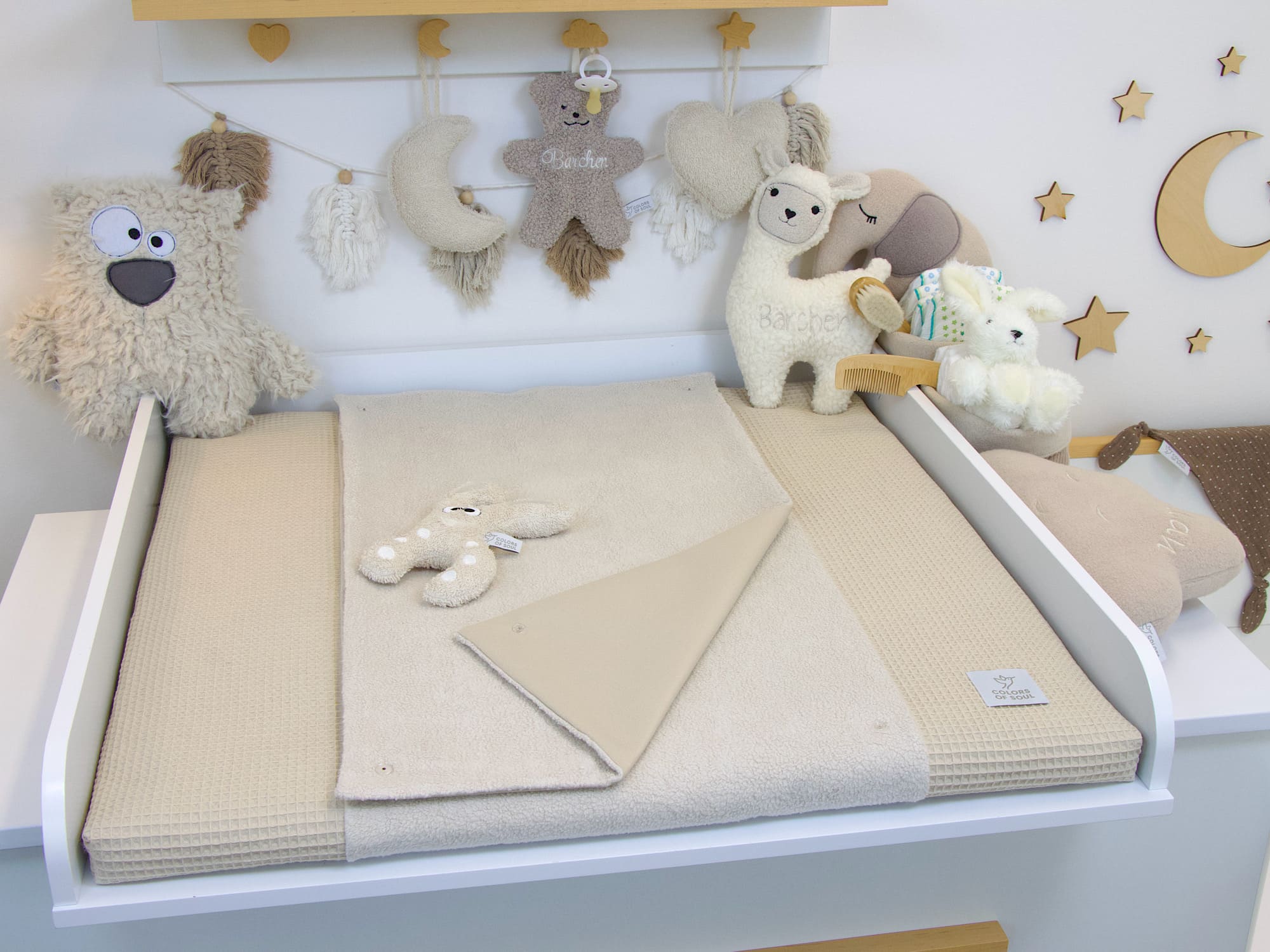 Wickelauflage mit Inlett - Waffelpique beige / Baumwollfleece beige