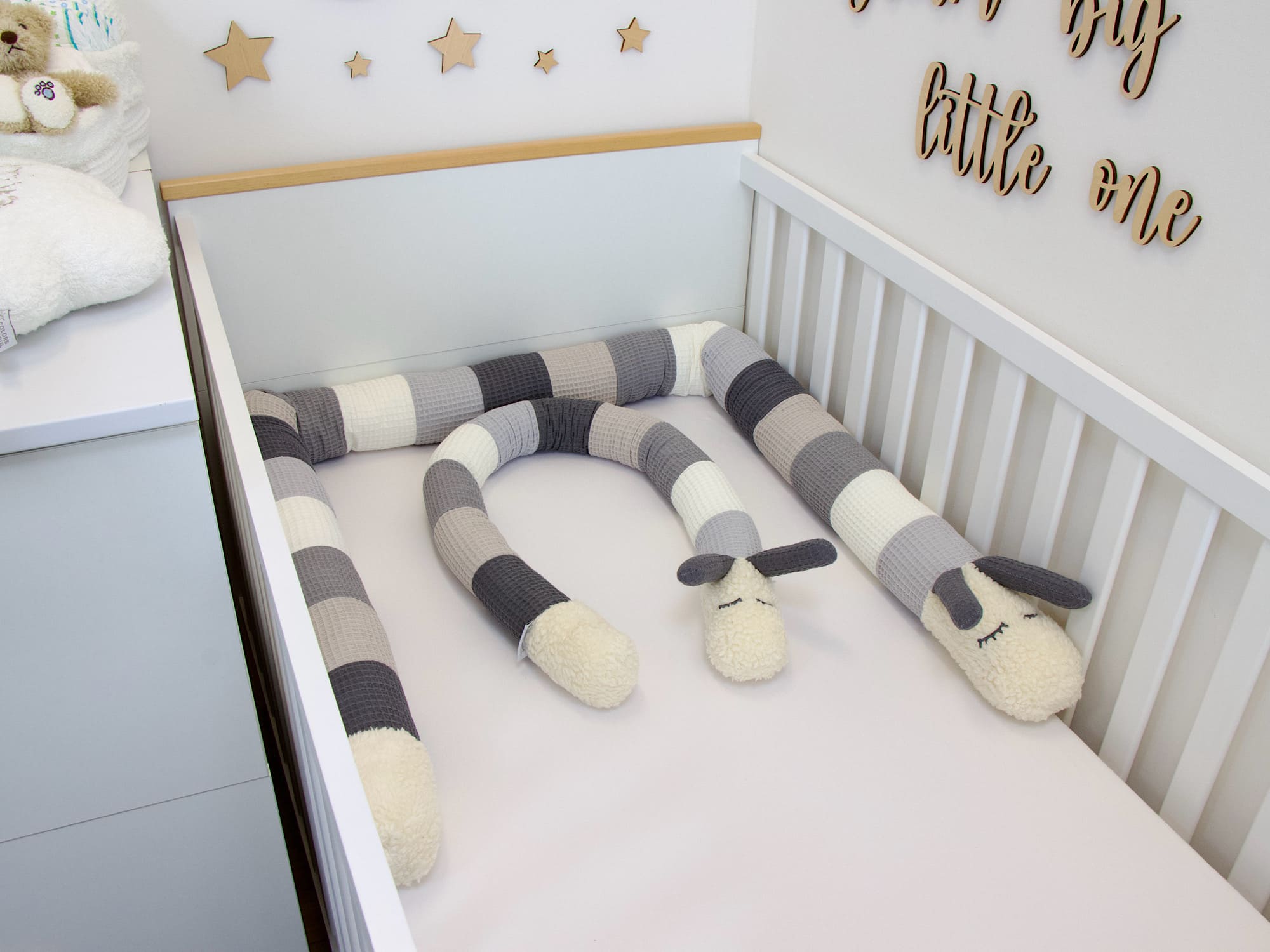 Kinderwagenschlange - hellgrau, creme, grau, beige, steingrau