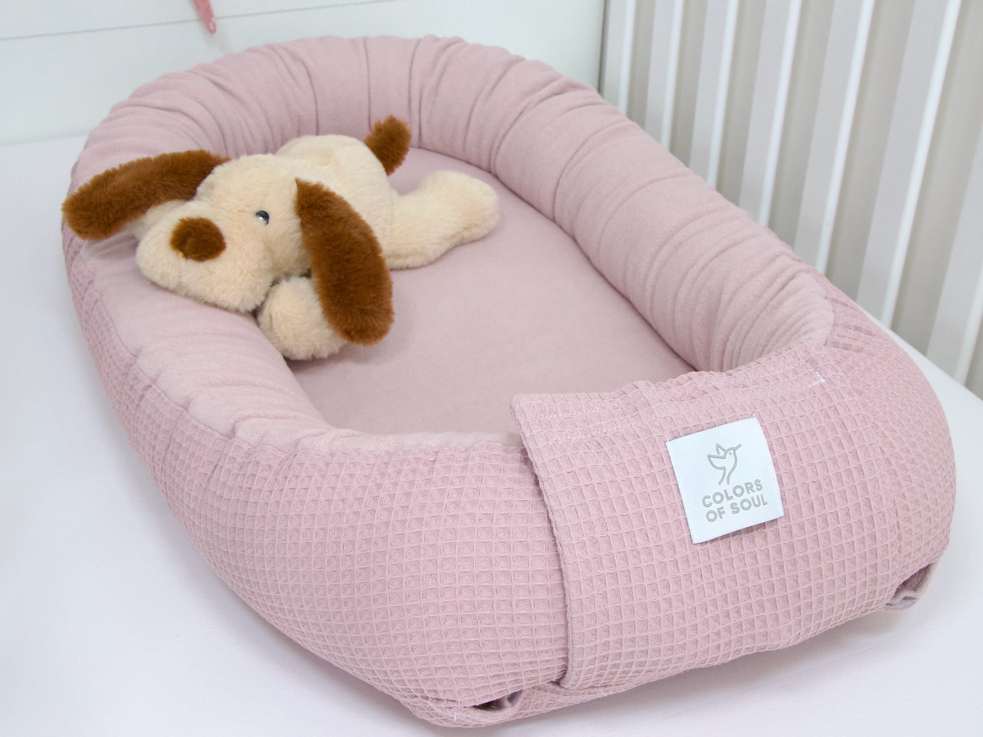 3-er SET - Wickelauflage mit Inlett, Babynest, Bettrolle - Waffelpique, Baumwollfleece altrosa