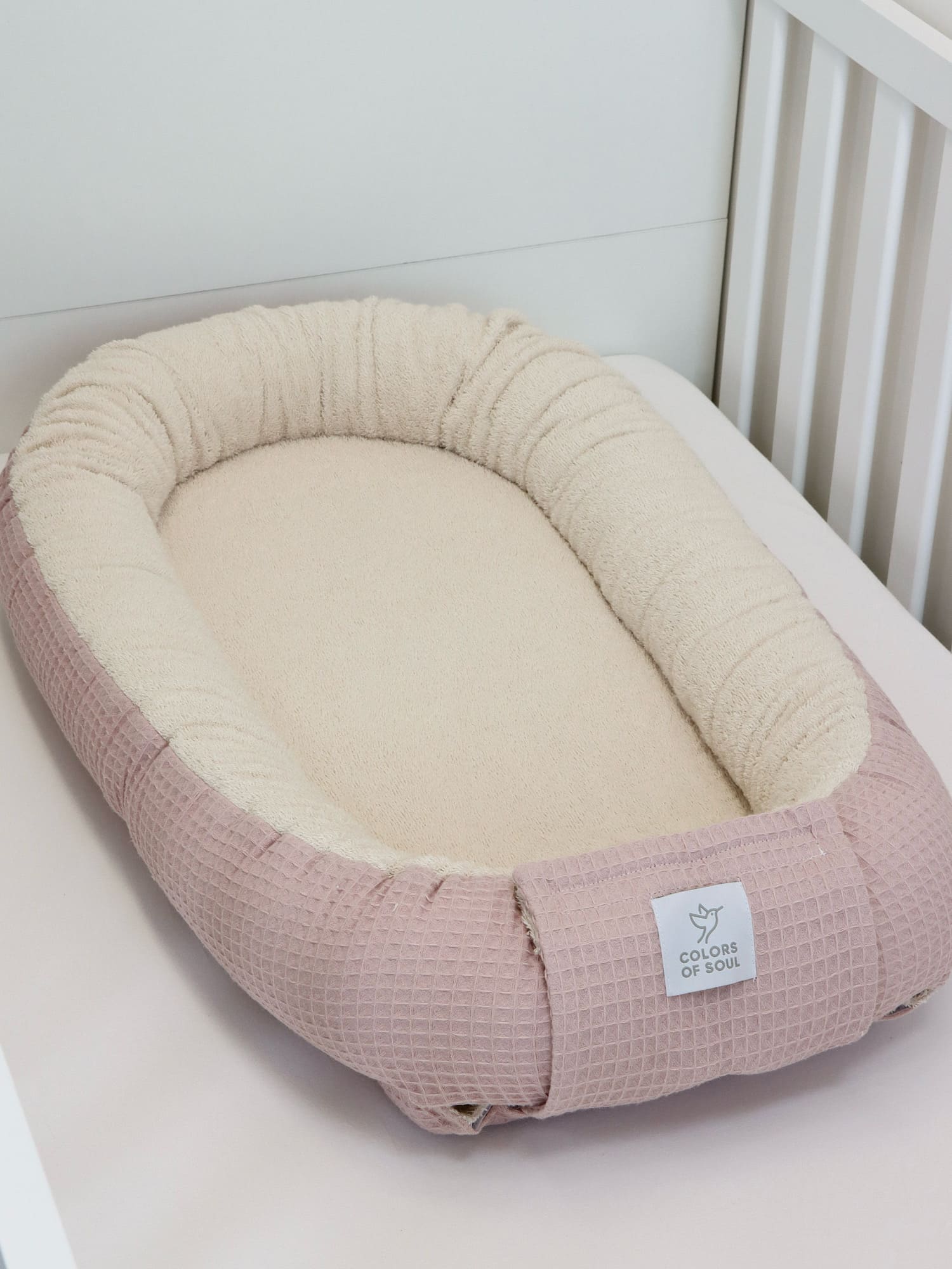 Babynestchen - Frottee Light Sand / Waffelpique Altrosa