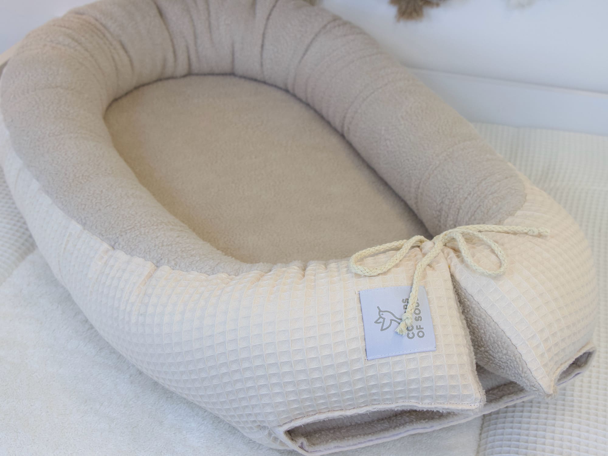 Babynestchen - Waffelpique hellbeige / Baumwollfleece beige