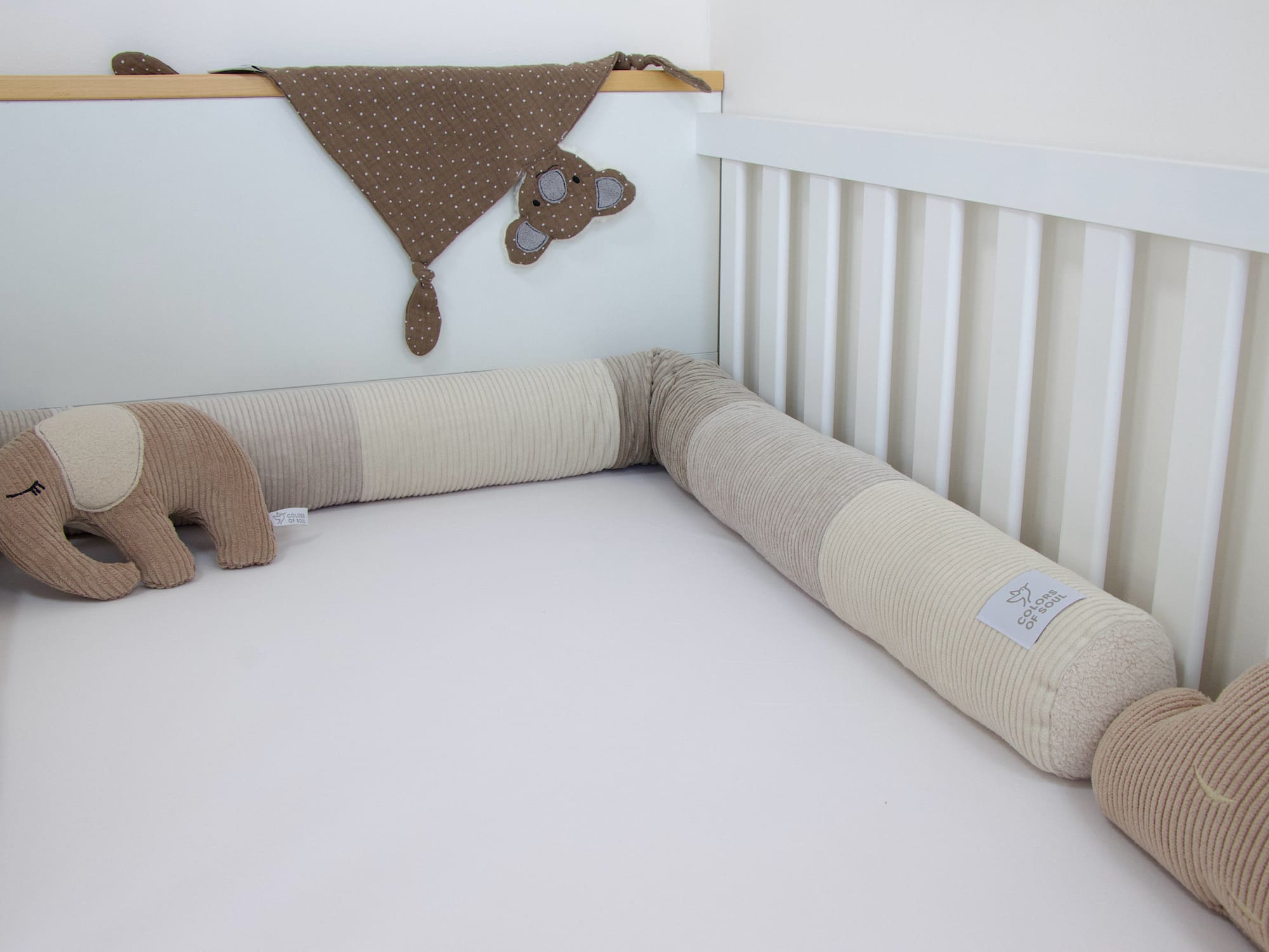 Bettschlange Patchwork Cord sand, hellbeige, beige