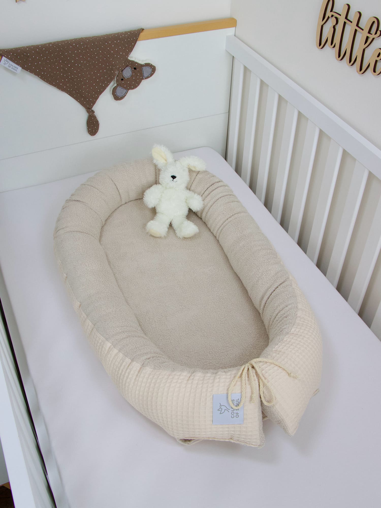 Babynestchen - Waffelpique hellbeige / Baumwollfleece hellbeige