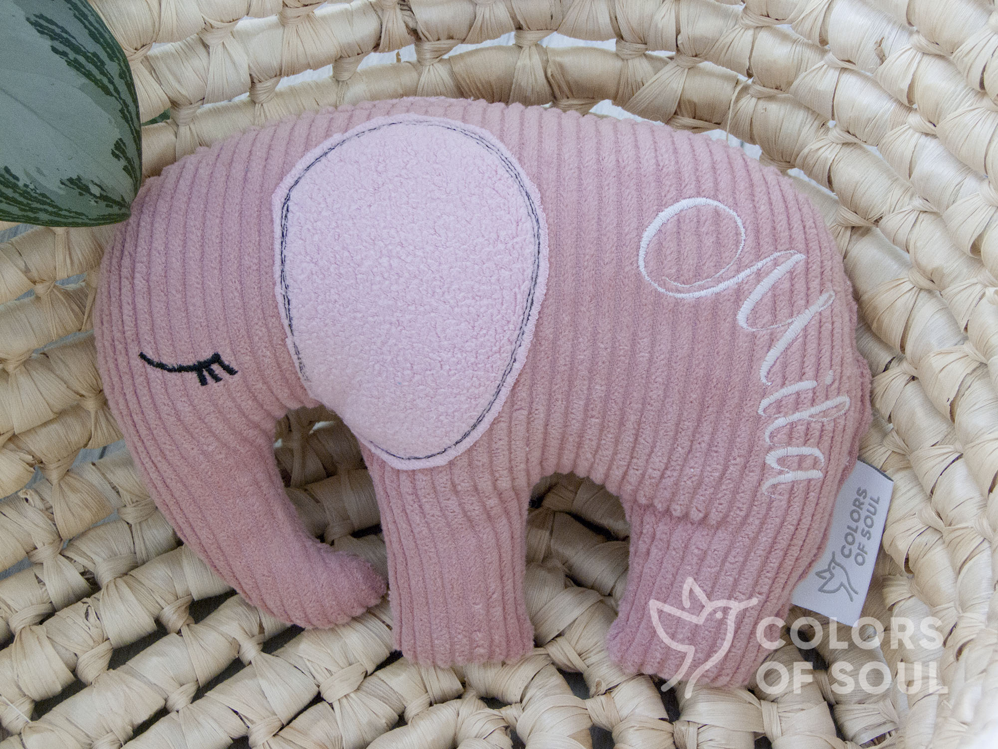 Kuscheltier Elefant  - Kord altrosa