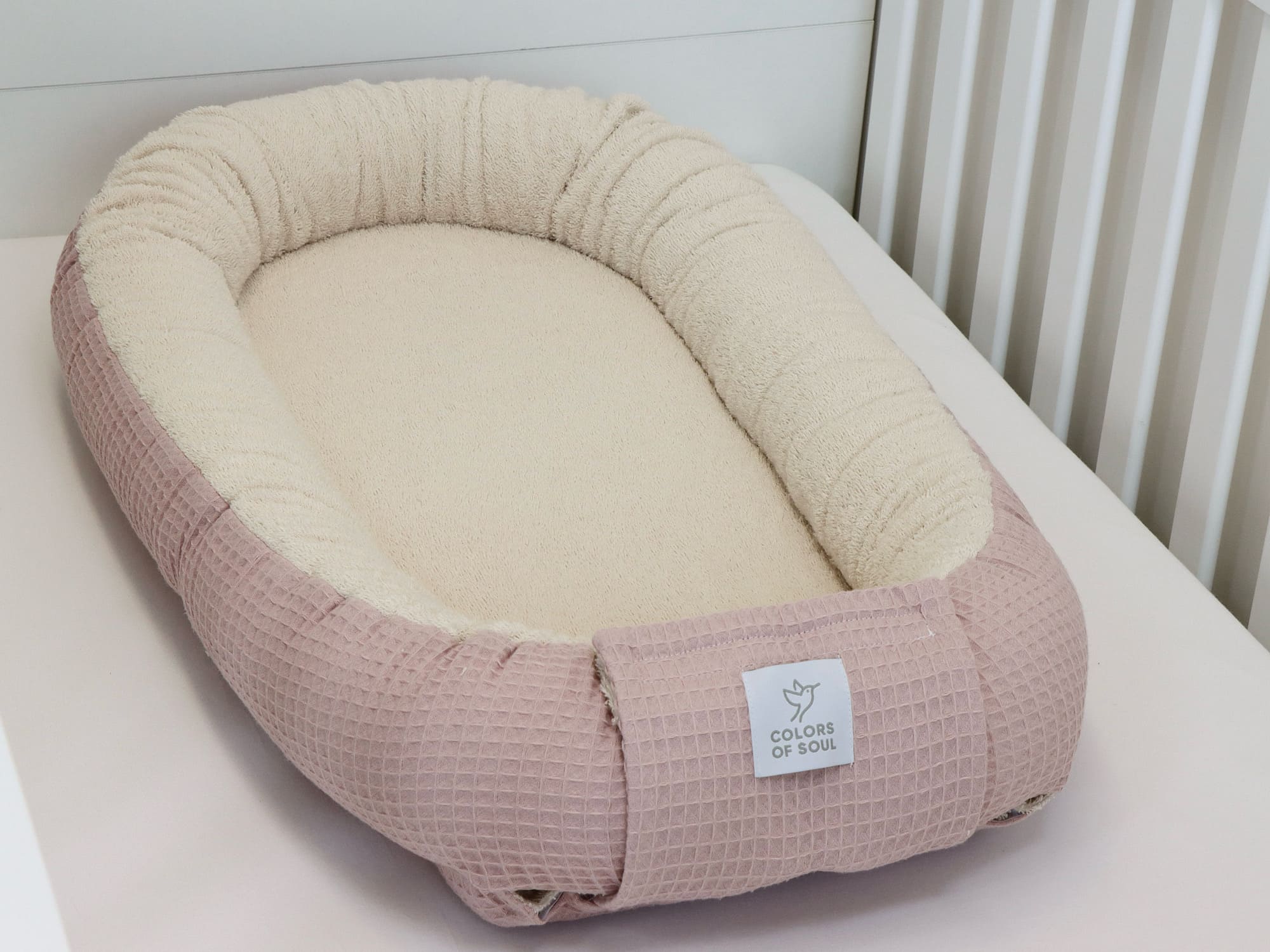 Babynestchen - Frottee Light Sand / Waffelpique Altrosa