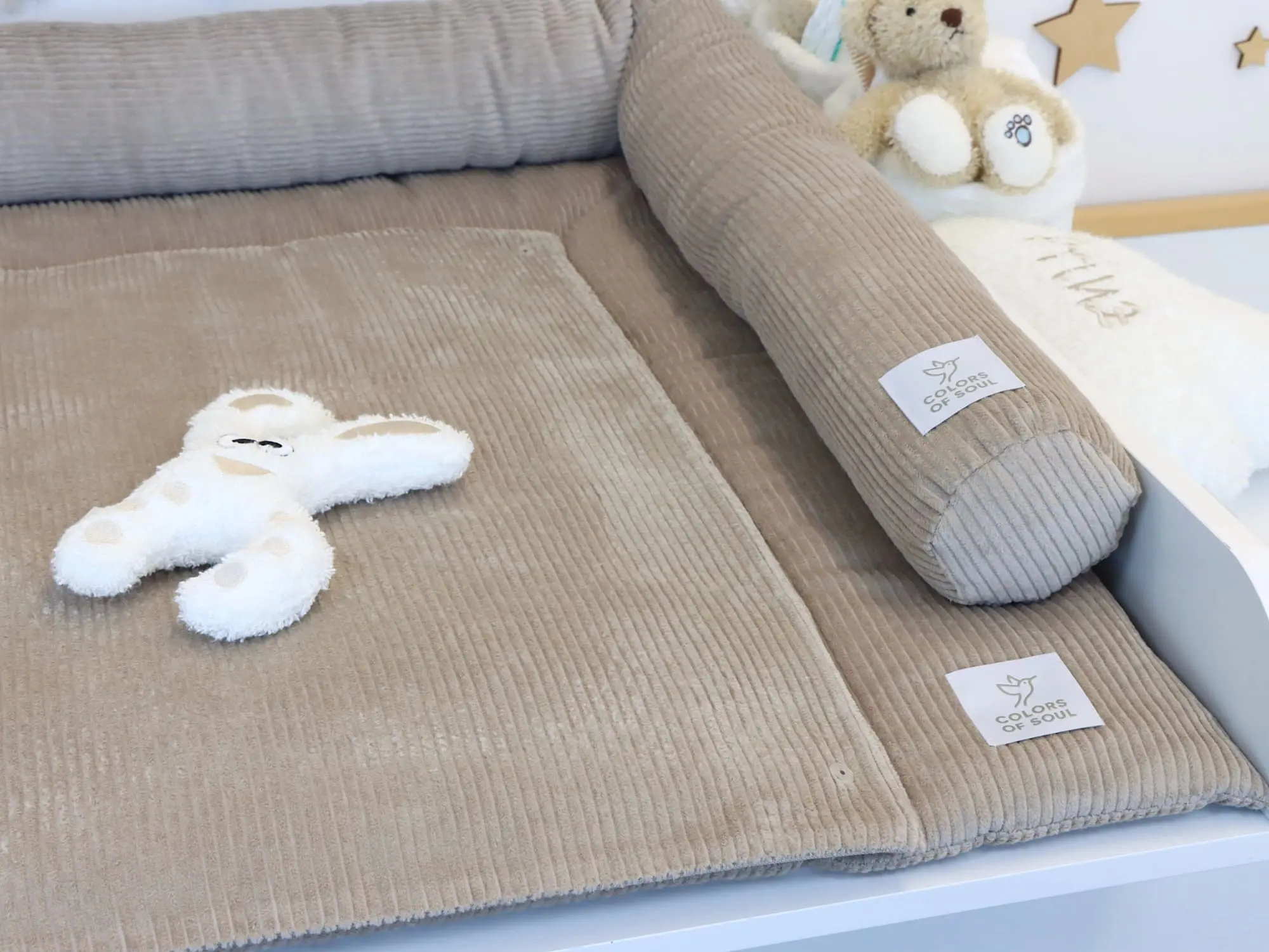 Geschlossene Wickelauflage Cord Beige Nahaufnahme