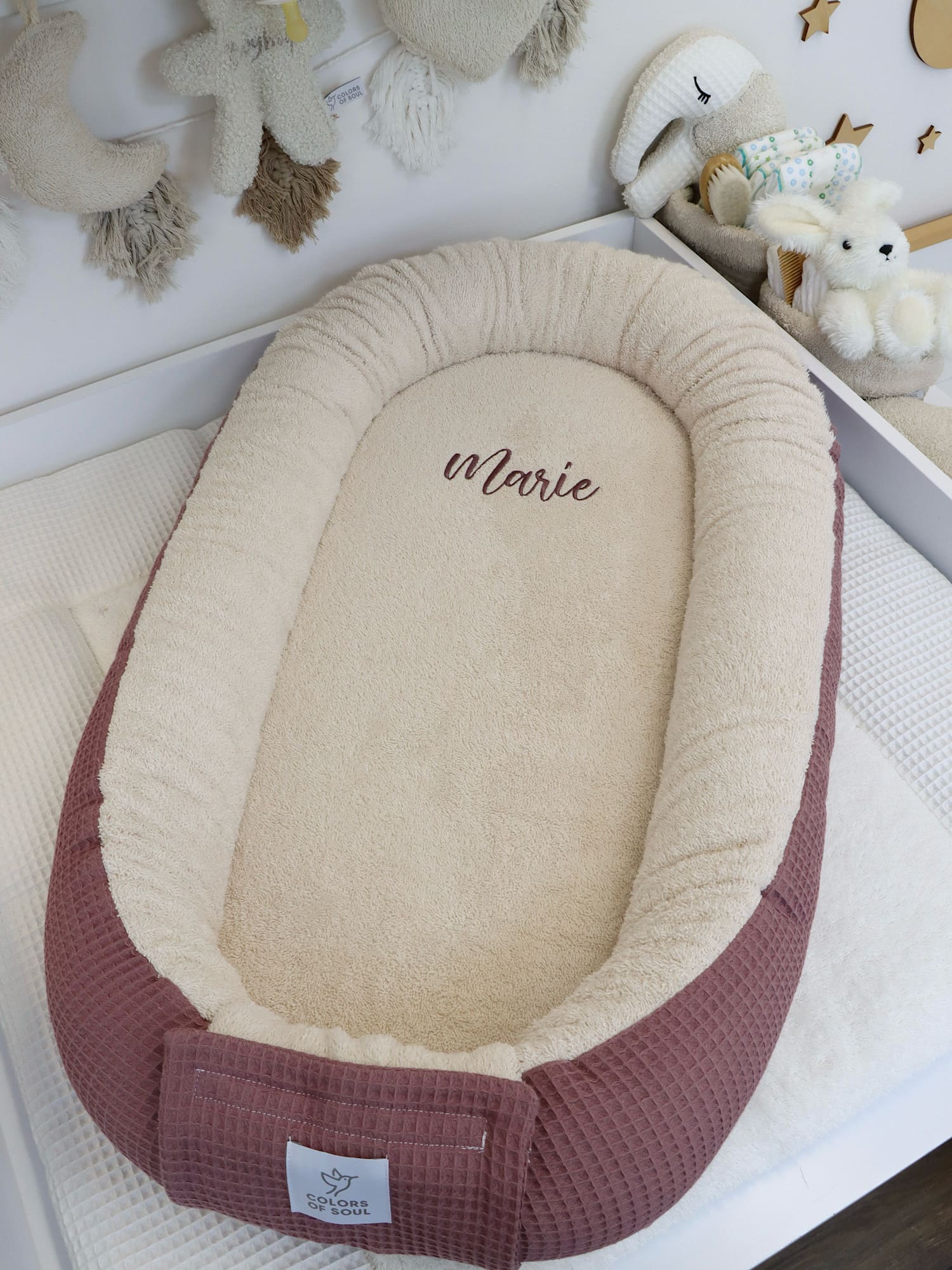 Babynest Waffelpique Alte Malve & Frottee Light Sand